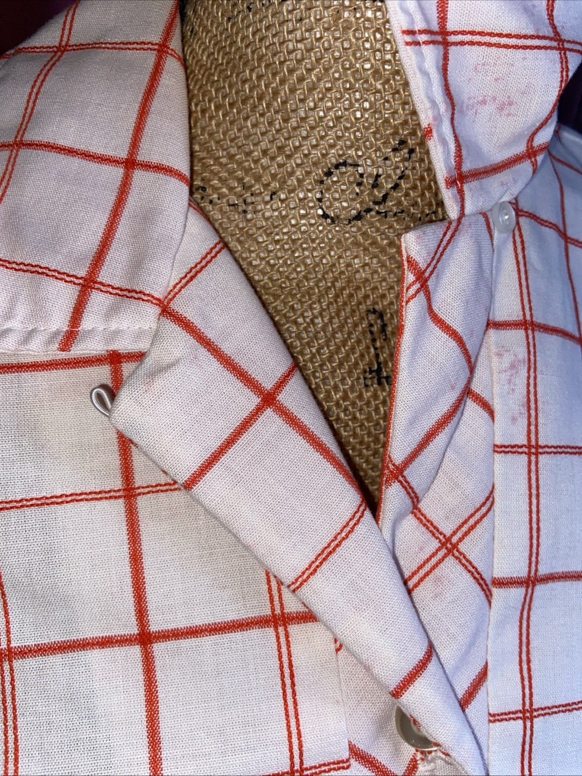 Vintage Retro Country Miss 1970’s Sleeveless White Cotton Orange Plaid Dress 16