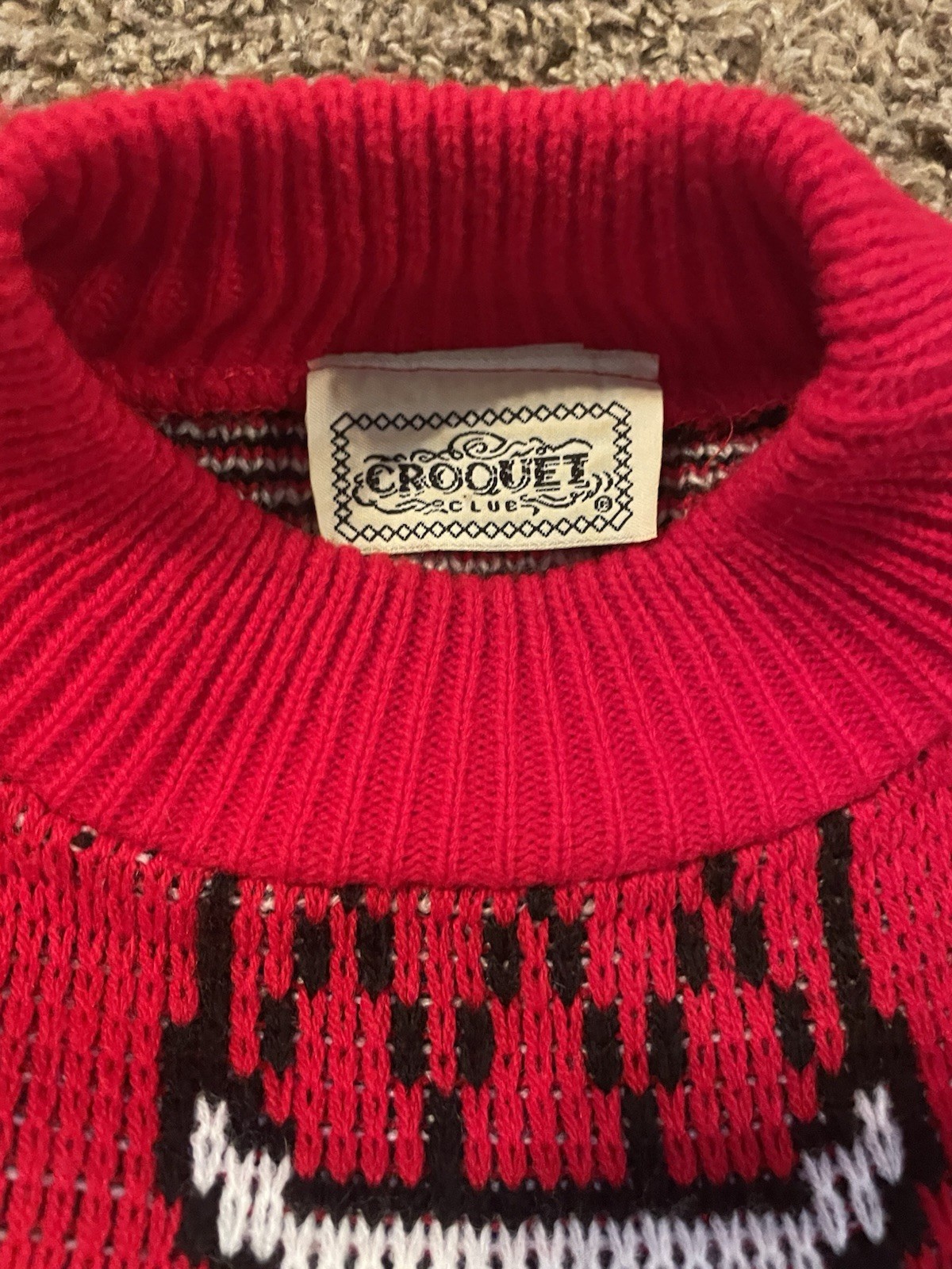 VTG Croquet Club Women’s Medium Sweater Not Ugly Christmas Ornaments Grandma Cor