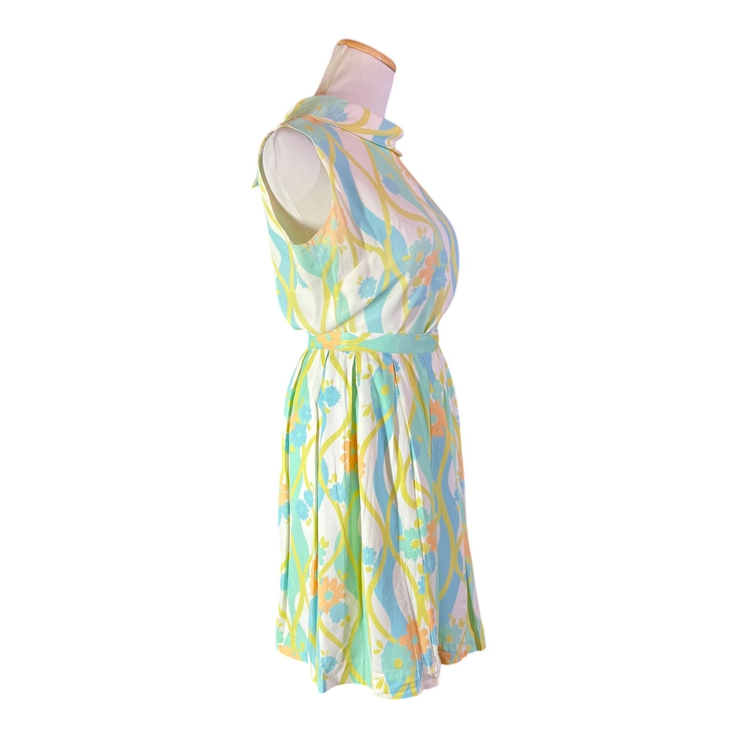 Vintage 1960s Homemade Pastel Floral Blouse Skirt Set