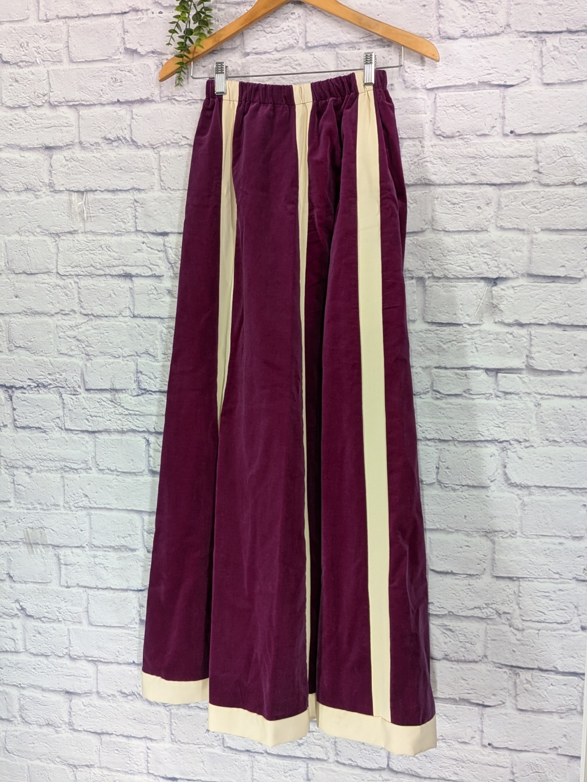 COLOR WOW😍Chessa Davis Vntg 70s Velvet Full Maxi Skirt Lace Lined Boho Made USA