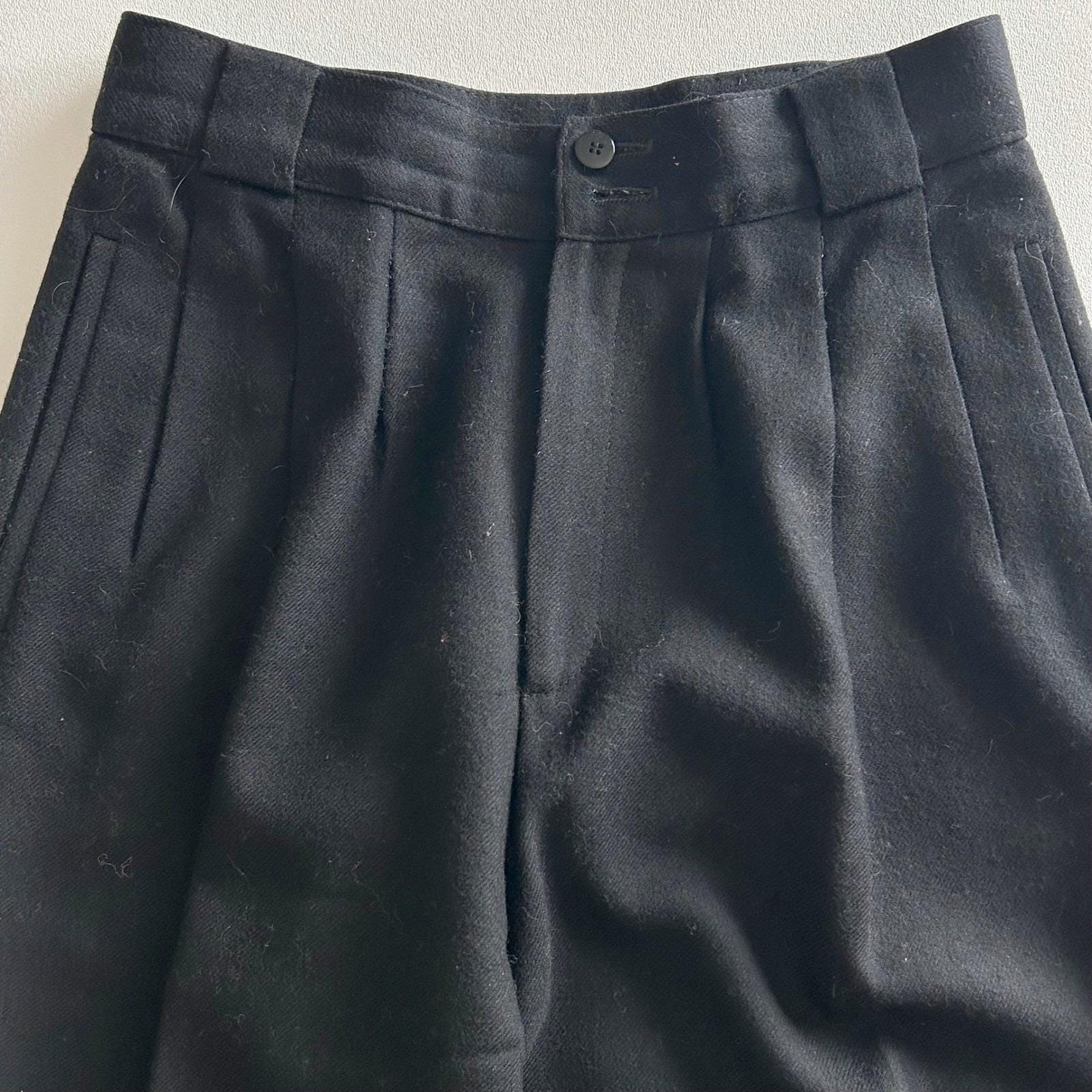 Giorgio Sant Angelo Wool Trousers Womens 6 Black Pleated High Waist Vintage 90s