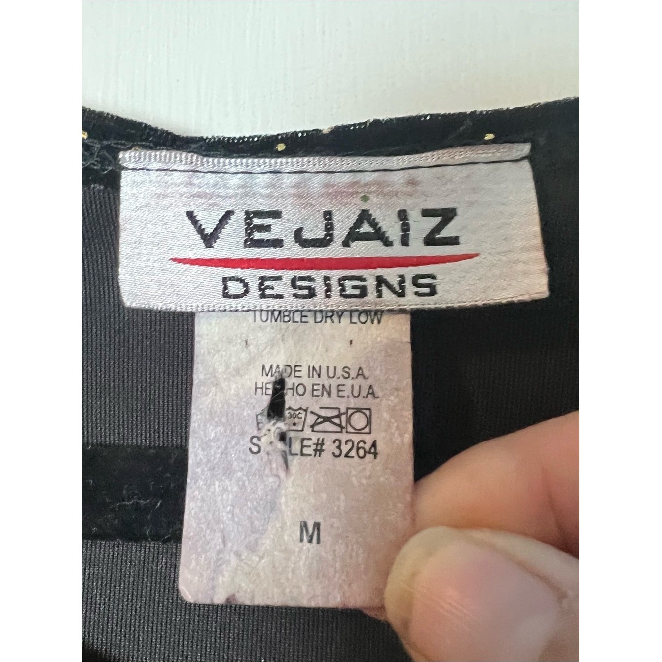 Vejaiz Designs Vintage 90s Black Geometric Metallic Gold Shift Tunic Sz M