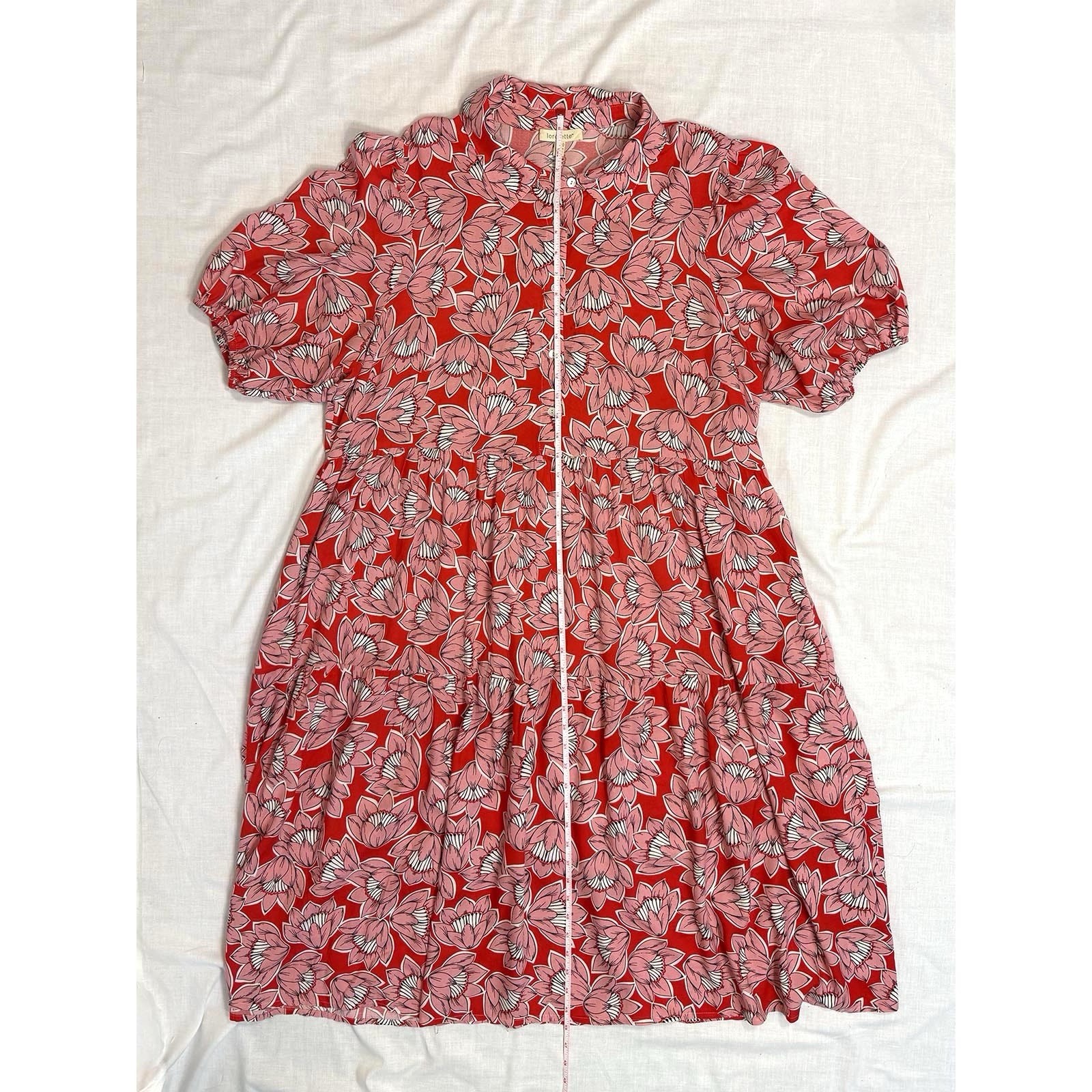 Vintage Loralette Rayon Dress In Red and Pink