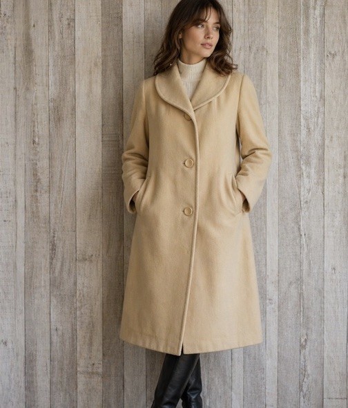 True Vintage 40s 50s RothMoor Women Wool Swing Coat Size Small Beige Old Money