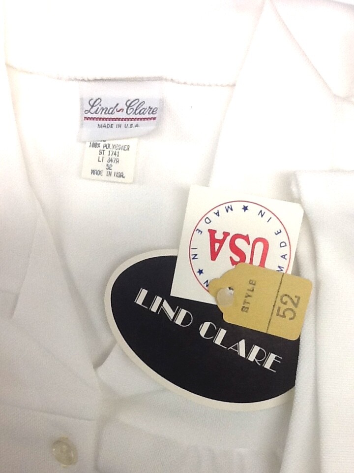 VTG Lind Clare Lunch Lady Smock Waitress Uniform Diner S-M-L NWT Multiples White