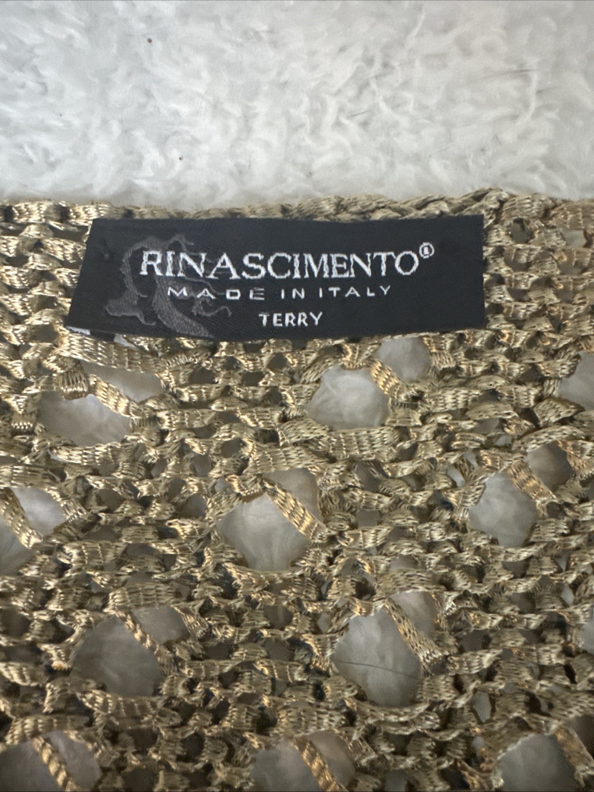 Rinascimento Crocheted Knit Cardigan Jacket Cropped Italian Gold Giacca Size M