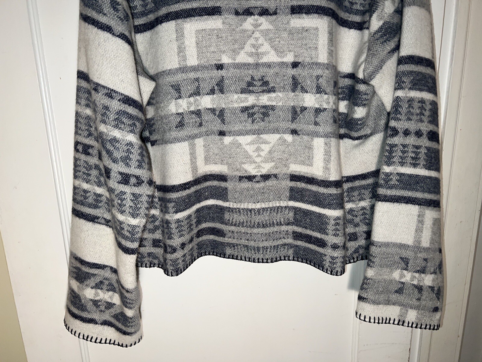 Rhonda Stark Vintage Wool Blend Jacket South Western Aztec Design Size L. c898