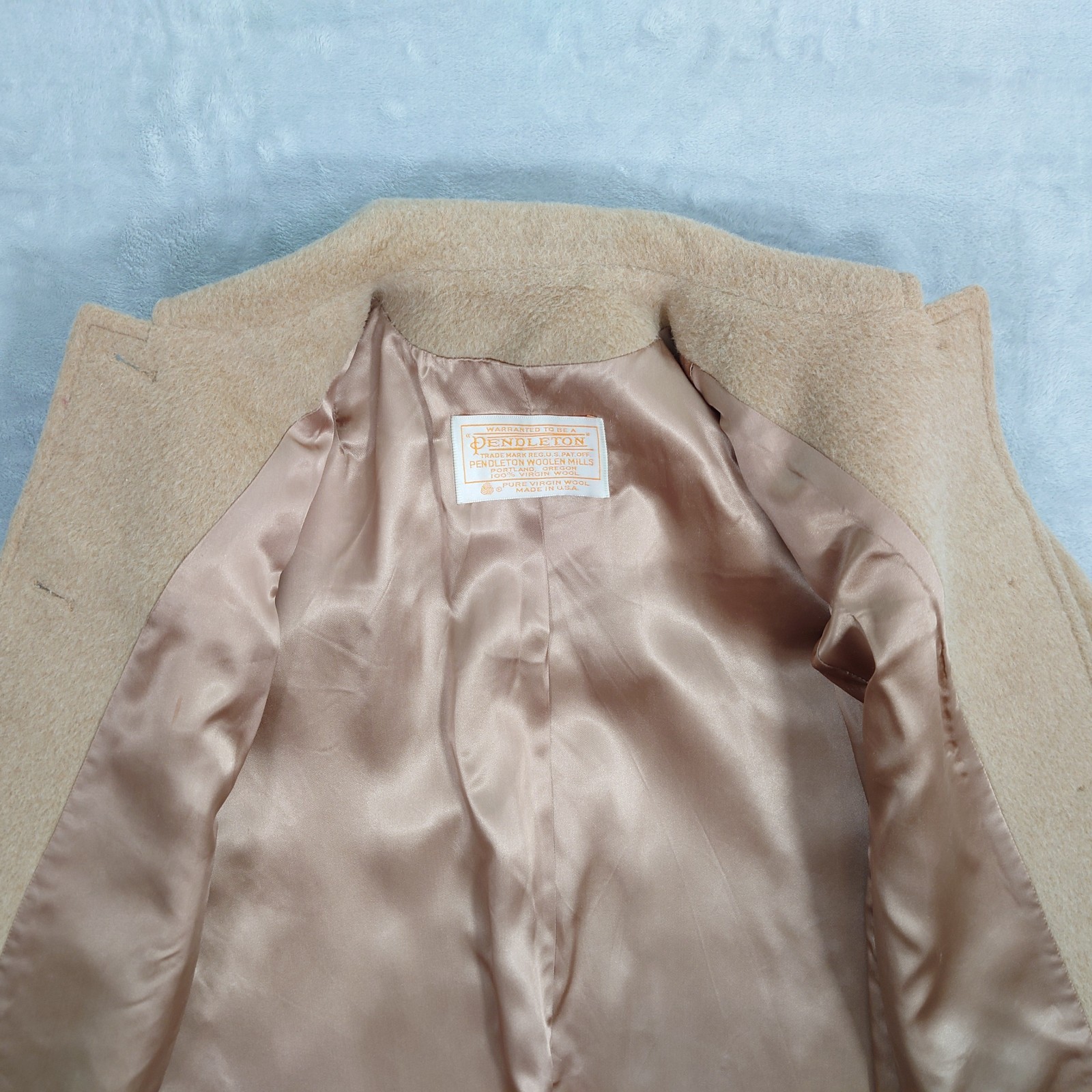 Vintage Pendleton Peacoat Cape 100% Virgin Wool Camel Cream 1960s Made In USA