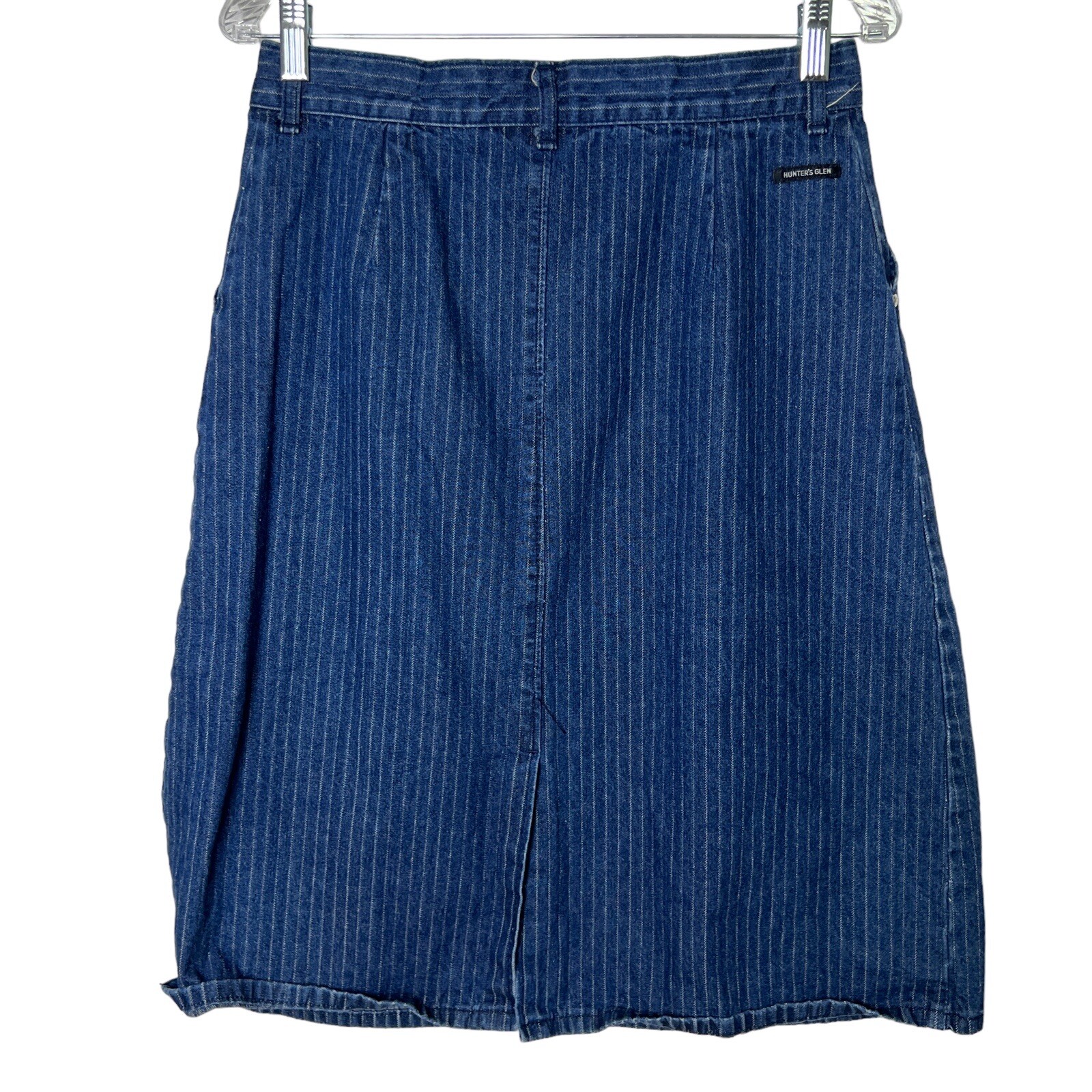 Vintage Hunters Glen Pleated Striped Denim Skirt 29 x 26 Blue Japan 100% Cotton