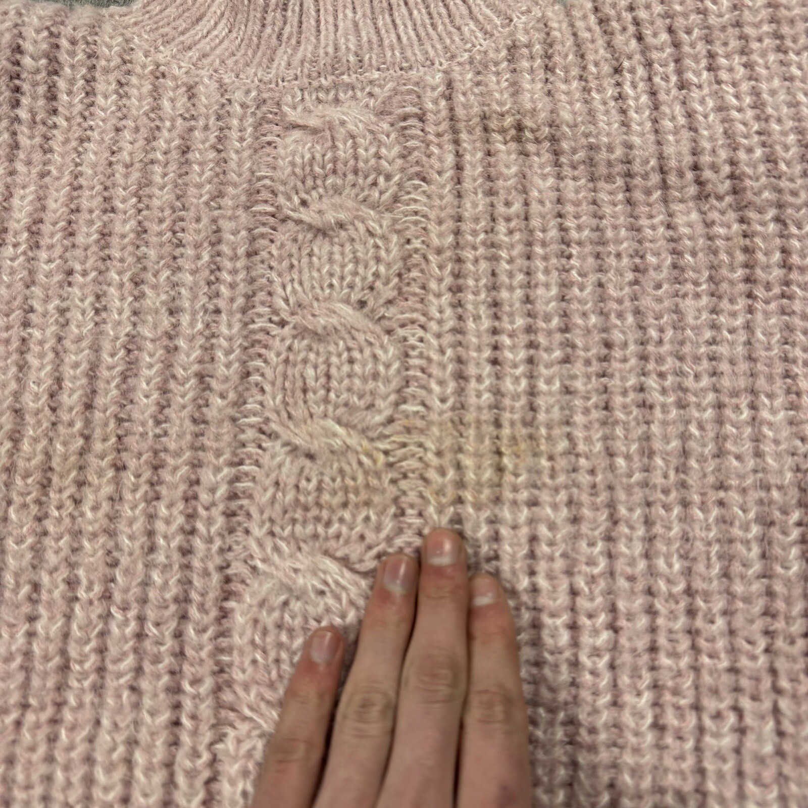 VTG 80S TARAZZIA FUZZY MAUVE PINK PASTEL CROP SWEATER PULLOVER MOCK NECK WMNS L