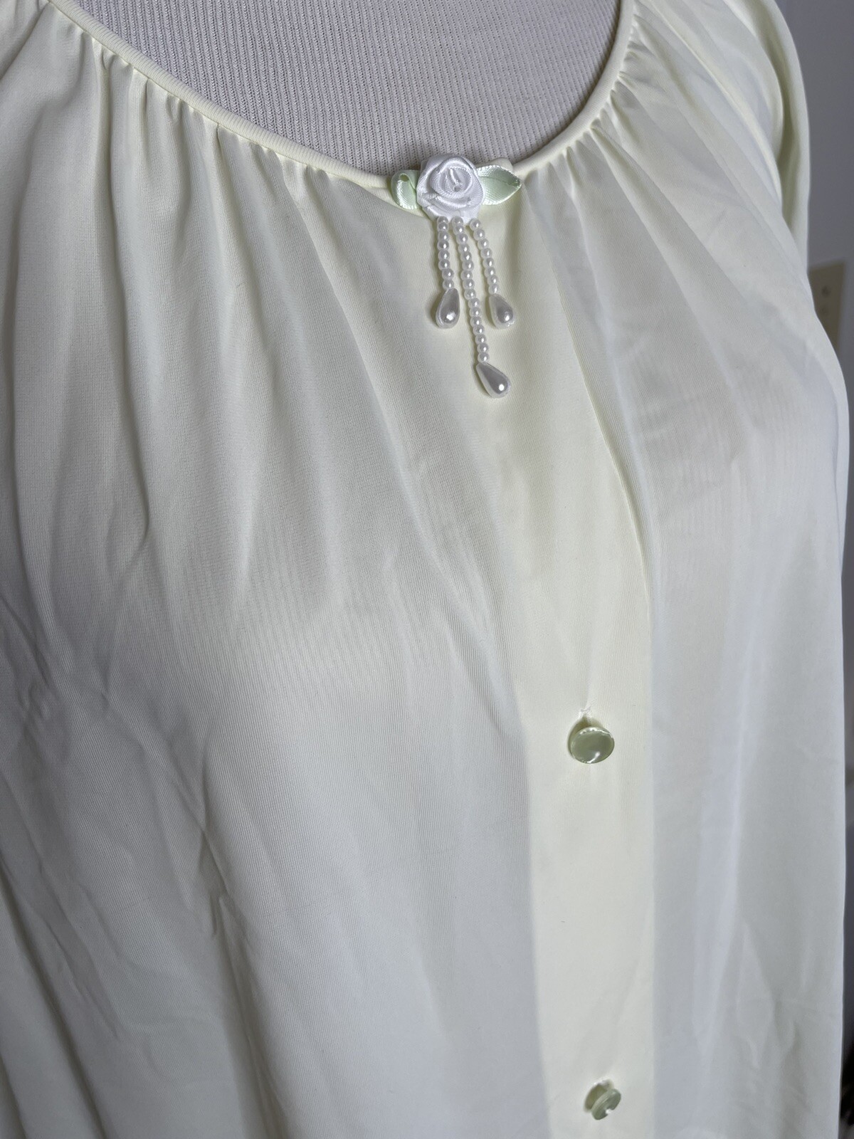 NEW Shadow Line Size Med Yellow Night Gown Robe Button Up House Coat Full Button