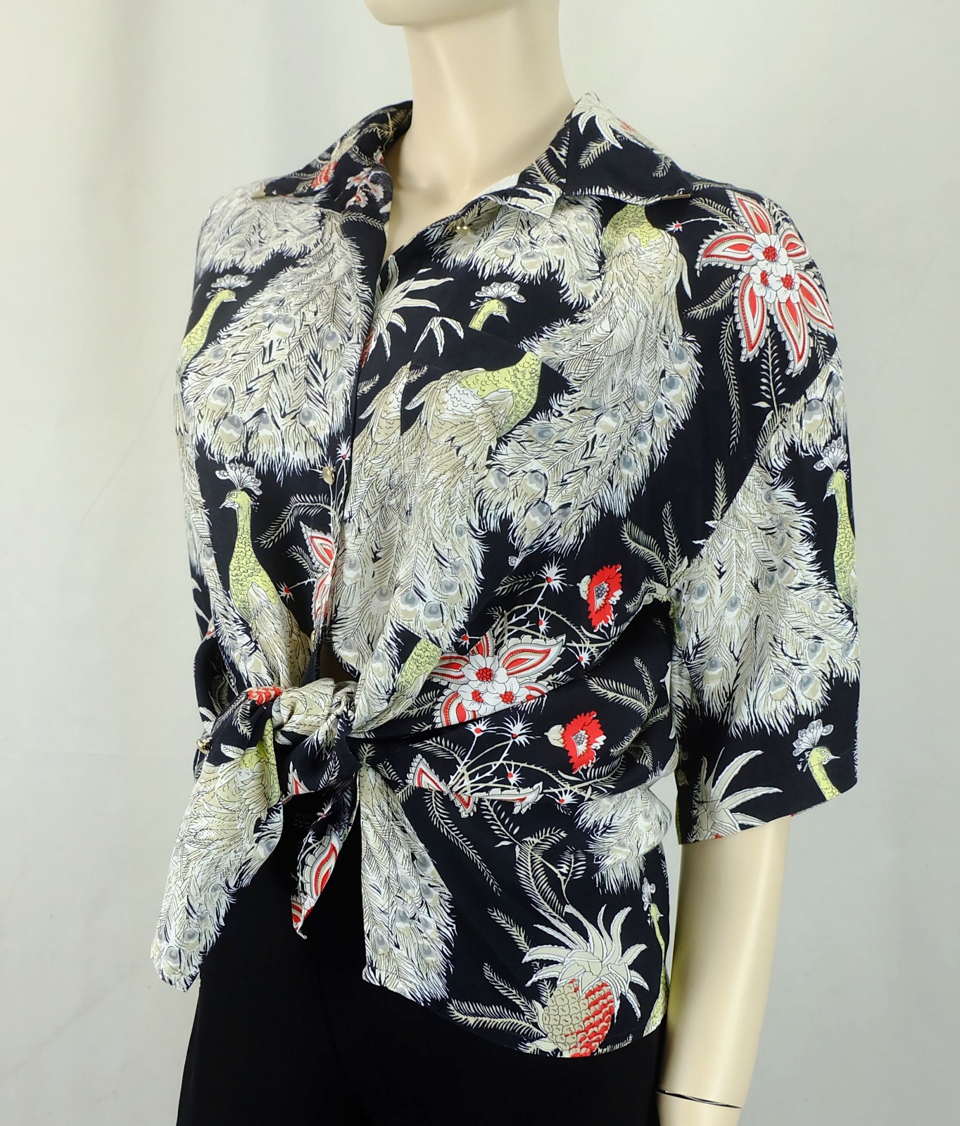 80s vintage BLOUSE savory italia size 40 oversized fanciful print
