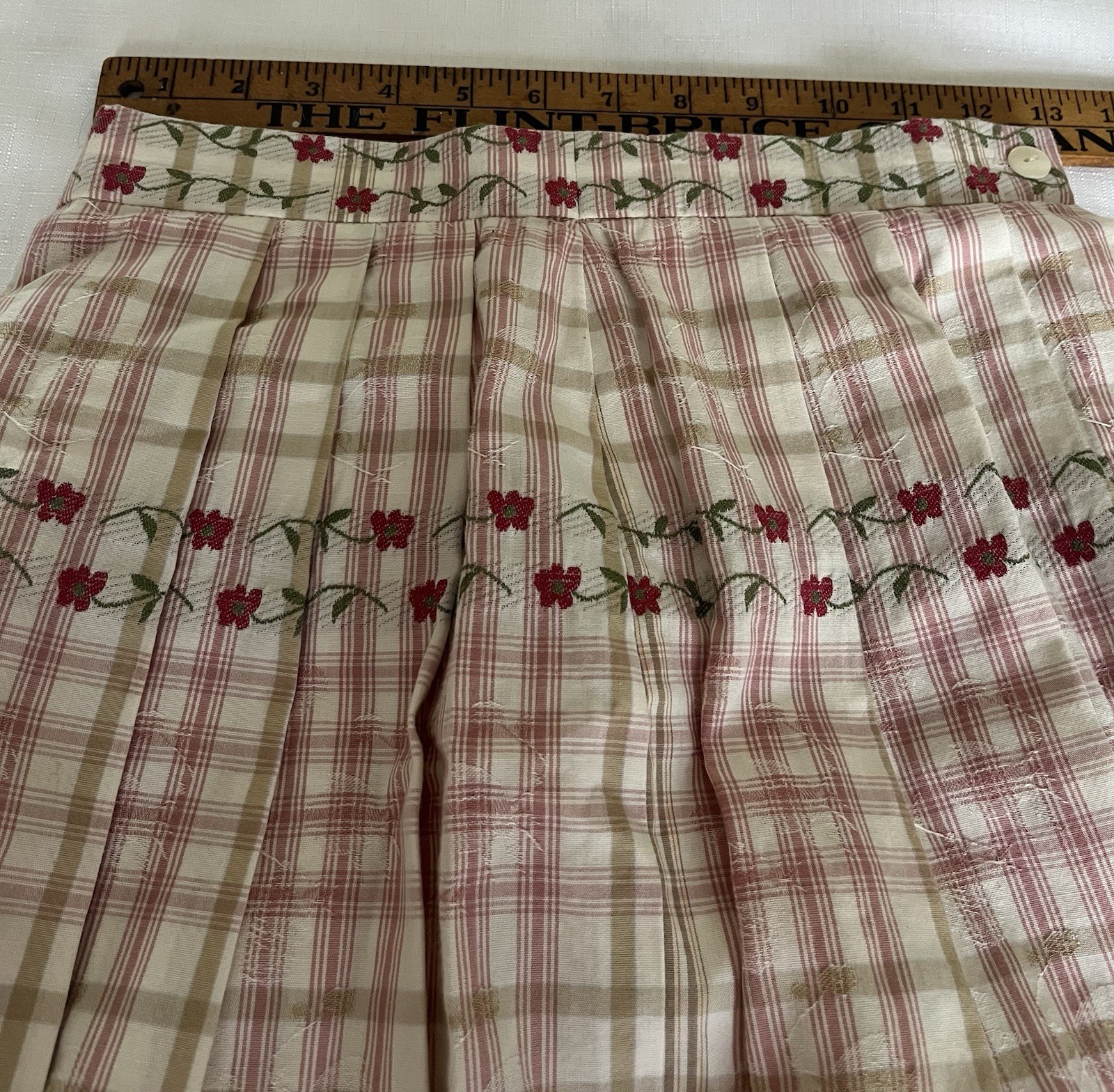 Vintage German skirt 100% Baumwolle Cotton Boho Rosebud Skirt, Lined, Side Zip