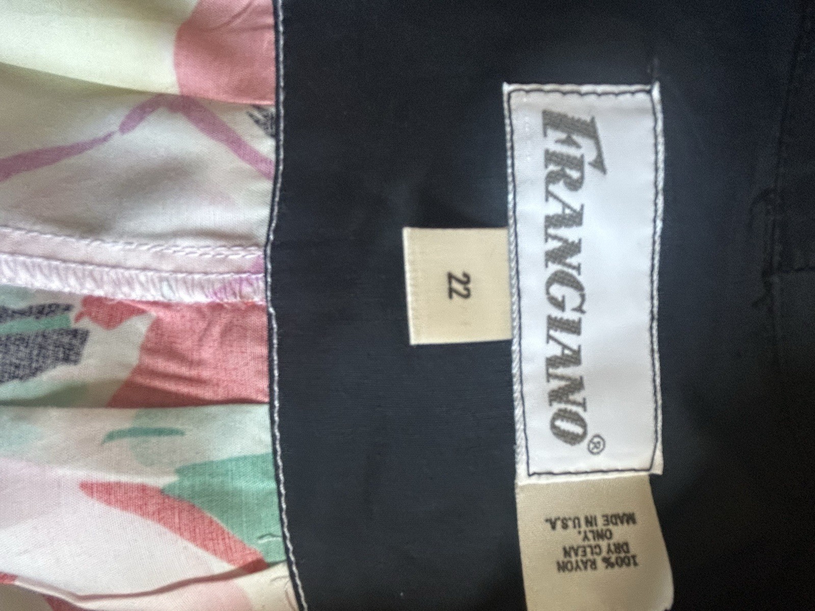 VTG 80’s Women’s Frangiano Floral Rayon Duster W/ Black Collar Cuffs New Wave