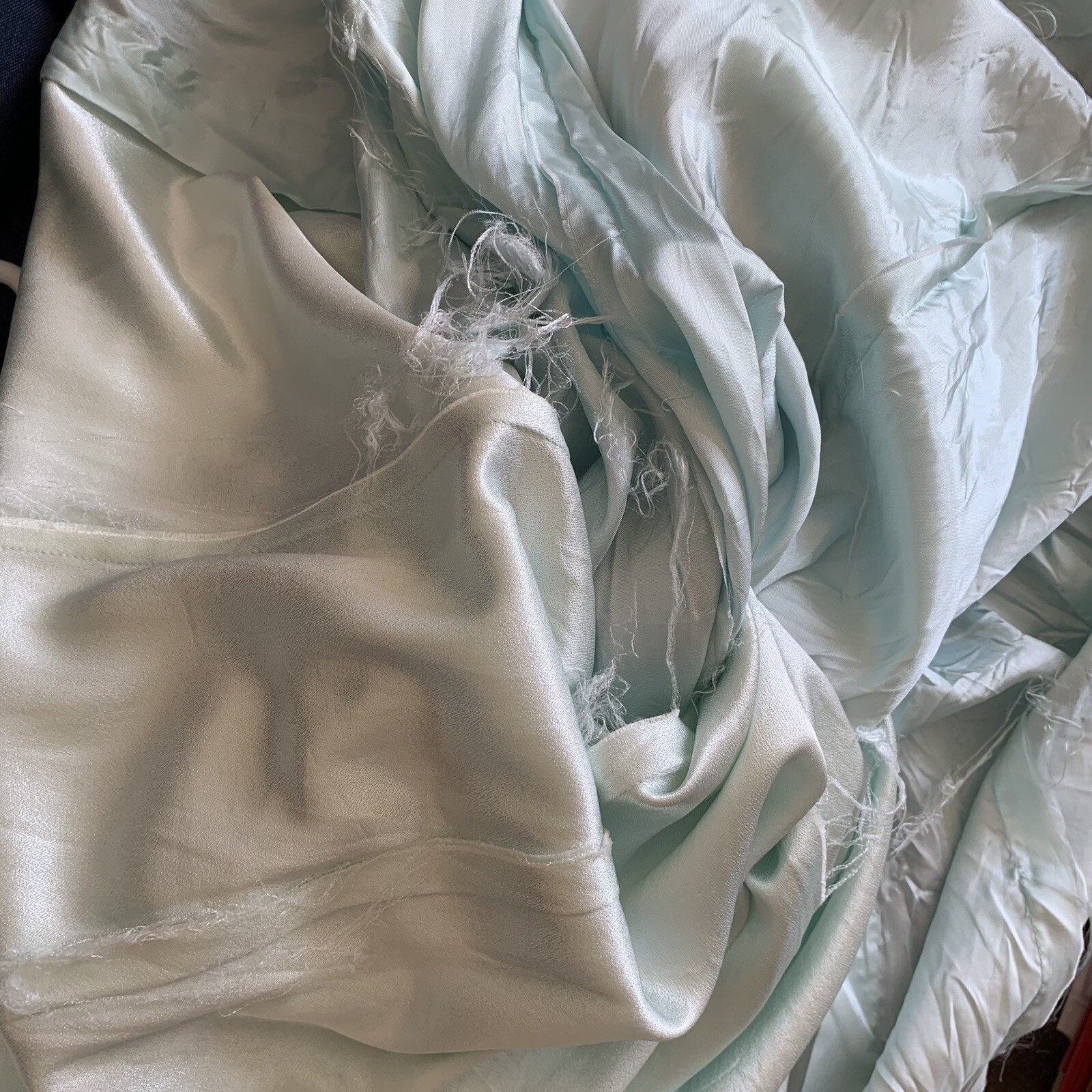 Vintage Dress ILGWU Medium Mint Green Full Length Sleeveless Gown With Slit