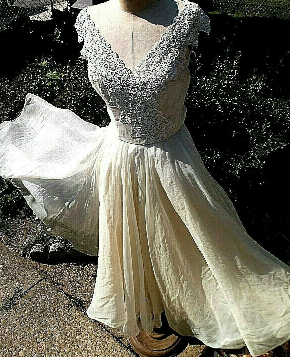 VINTAGE CROCHET LOOK TOP – ELEGANCE – OFF WHITE – CUSTOM MADE