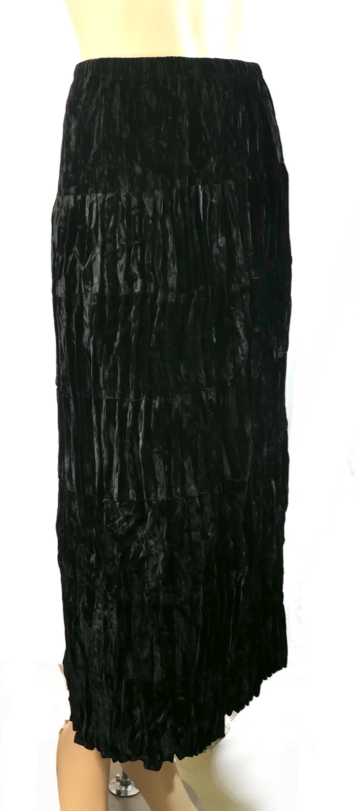 Vintage 80s 90s Maxi Skirt Accordion Pleat Crushed Velvet Pencil to A Line Sz M
