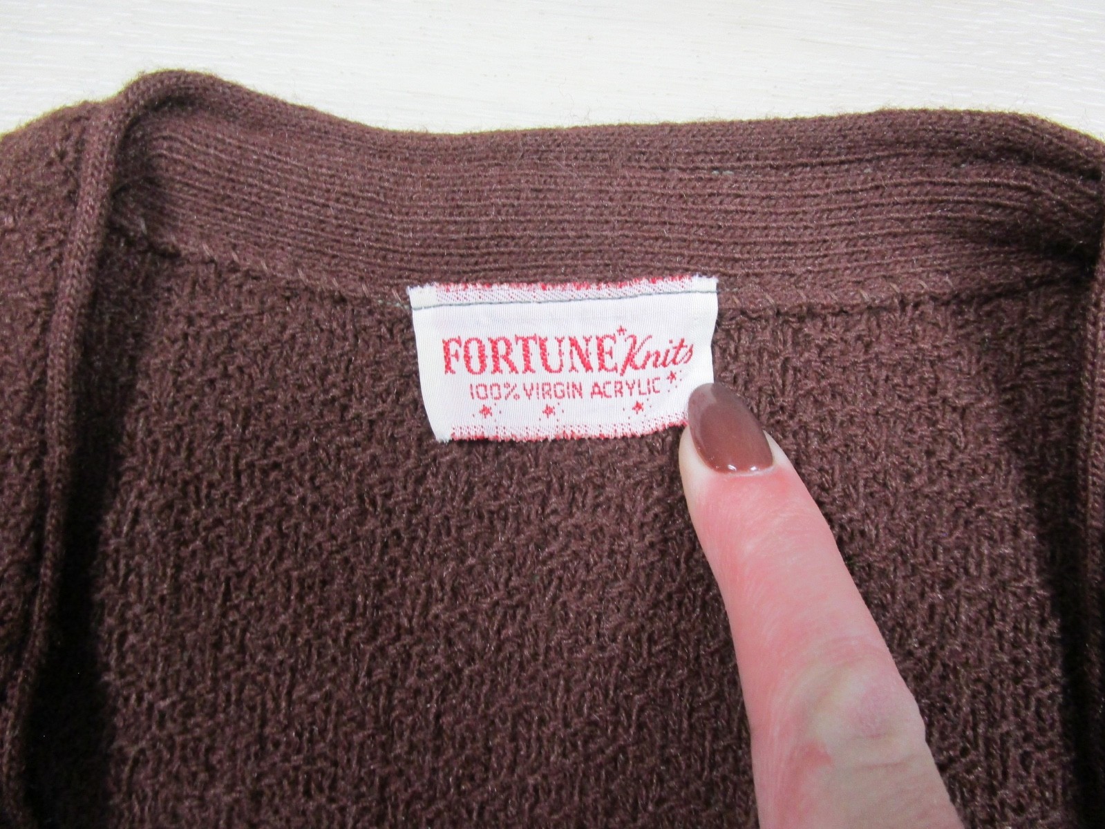 Vintage 60s Fortune Knits Cardigan Sweater Womens Size (L) Brown Boho Academia