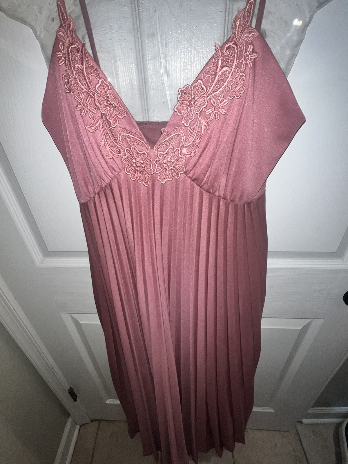 Vtg. The House Of Nu Mode Pleated Full Length Mauve Dress Canada