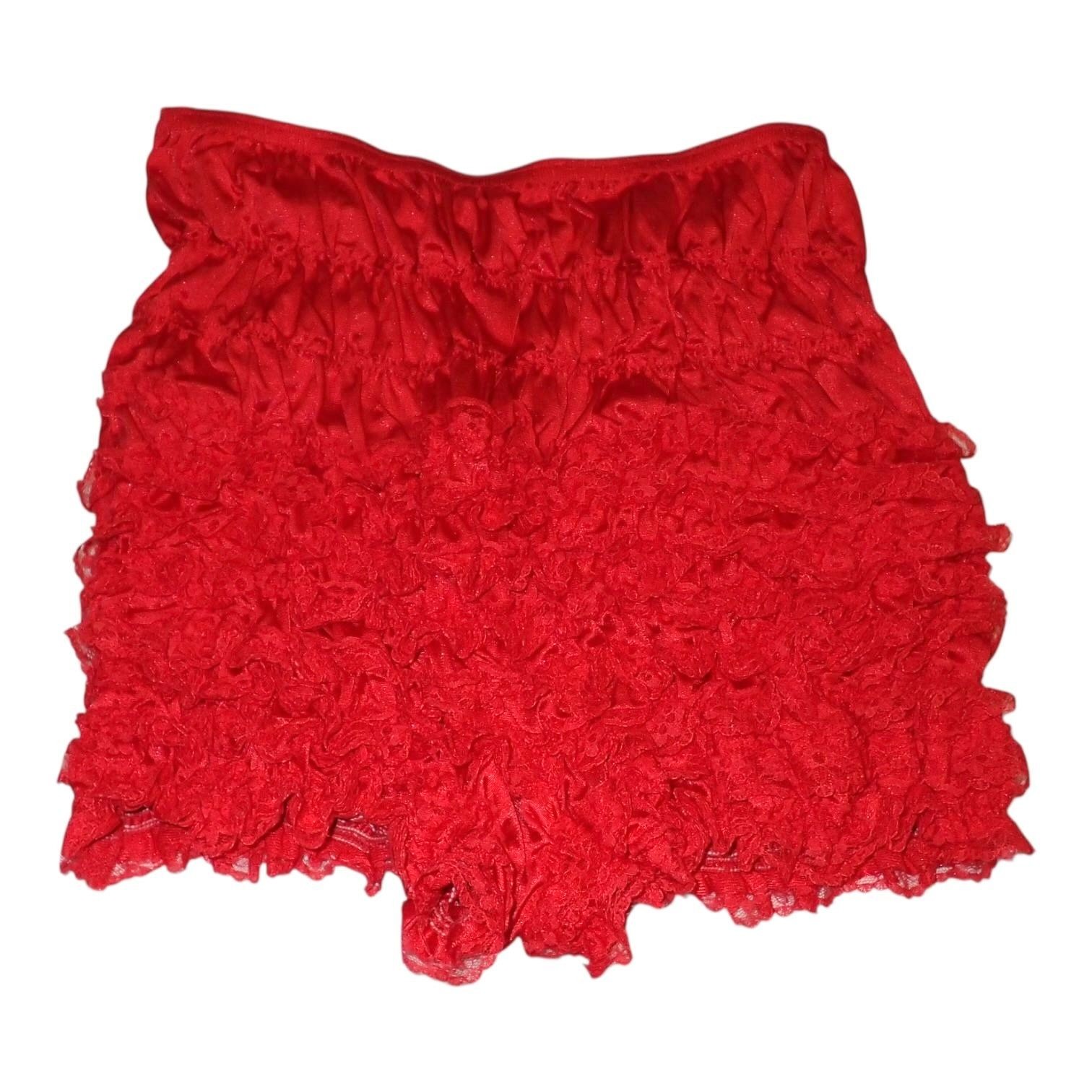 Vintage Malco Modes Square Dance Pettipants Bloomers L Red Ruffle Lace Pinup