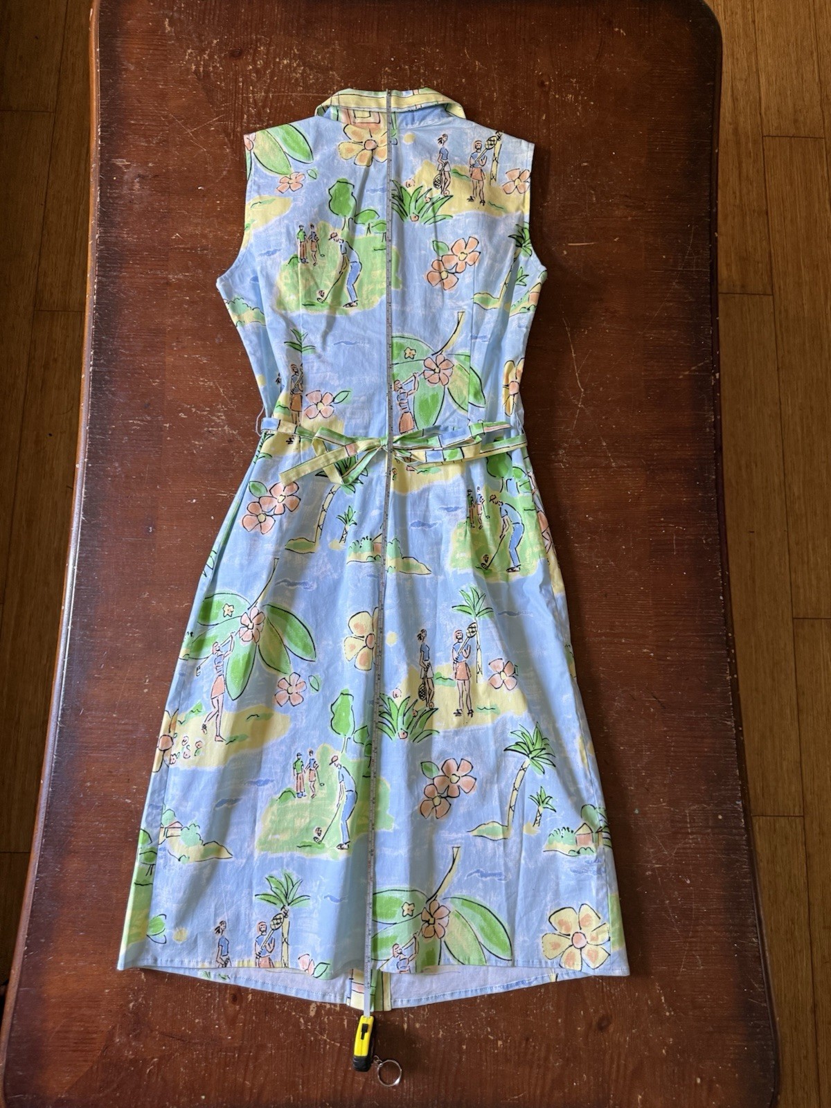 Pamela Ferrari Firenze Sleeveless Vintage Golf Dress Button Down W/ Waist Belt