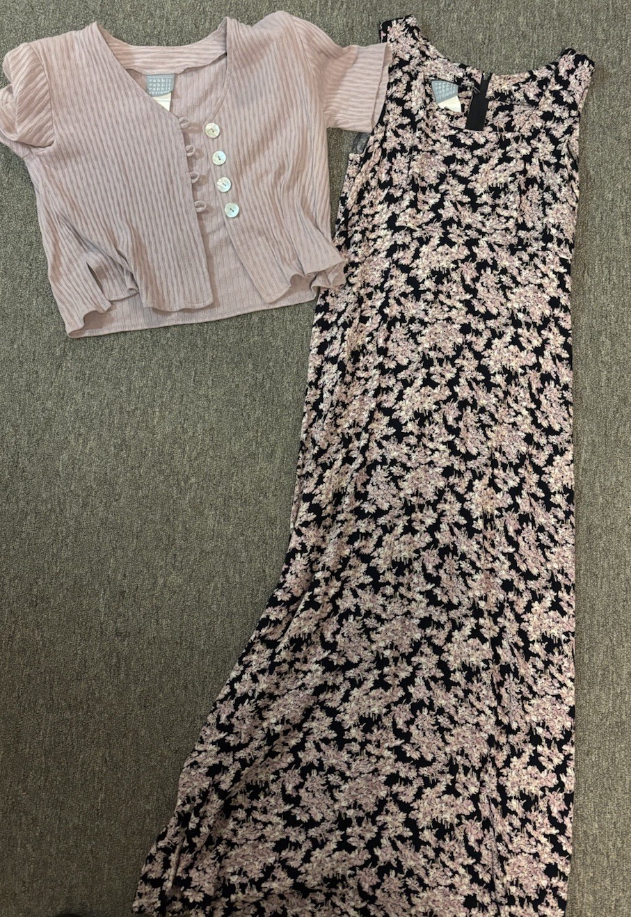 Vintage 90’s Rabbit Rabbit Rabbit Designs Floral Dress & Short Sleeve Top Set