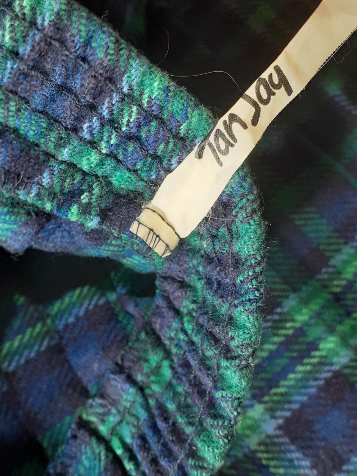 Vintage Tan Jay Women’s Pleated Skirt, Wool Blend Blue Green Plaid Sz 14, Kilt?