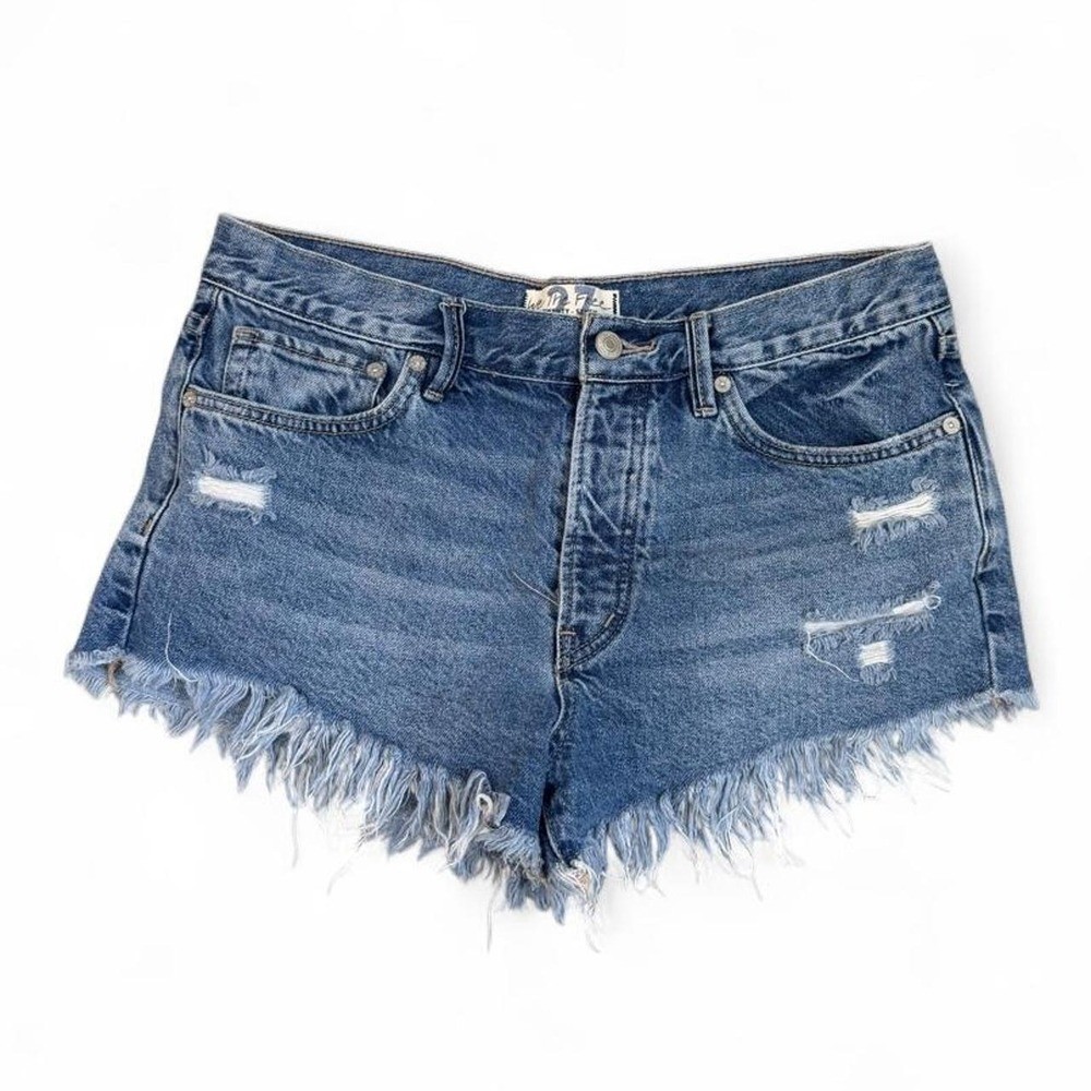 Free People Loving Good Vibrations Distressed Denim Shorts 27