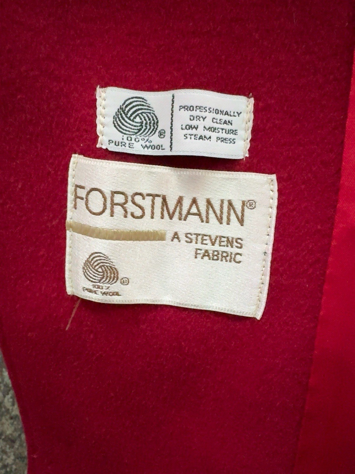 Vintage Forstmann 100% Wool Red Swing Coat ILGWU Union A-Line Womens 19 P2P