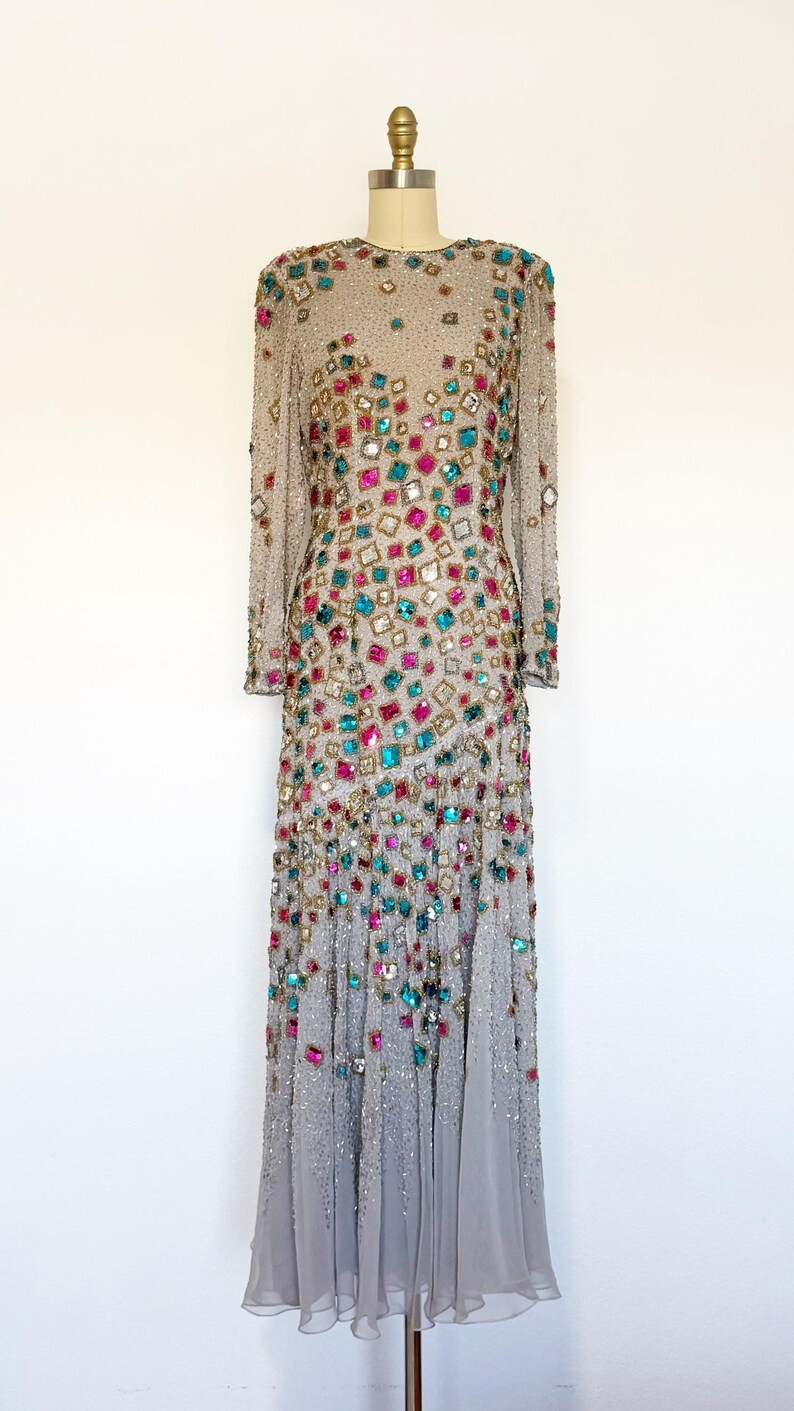 1960s Victoria Royal Gown / 1960s Sequin Gown / 1960s Gown / Size Medium