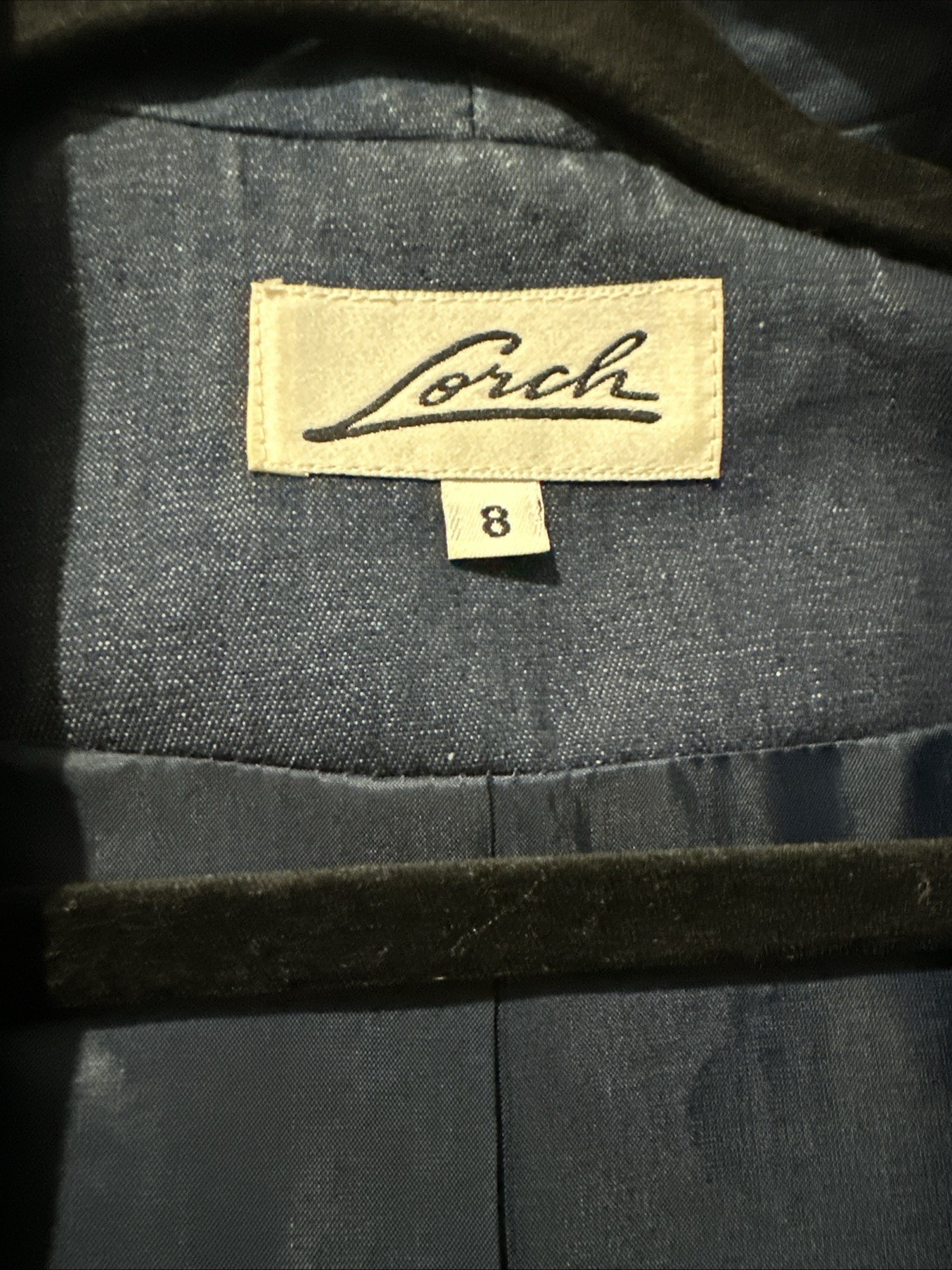 VTG Lorch of Dallas Blazer Navy Gold Floral Embroidery S 8 Padded Shoulder USA