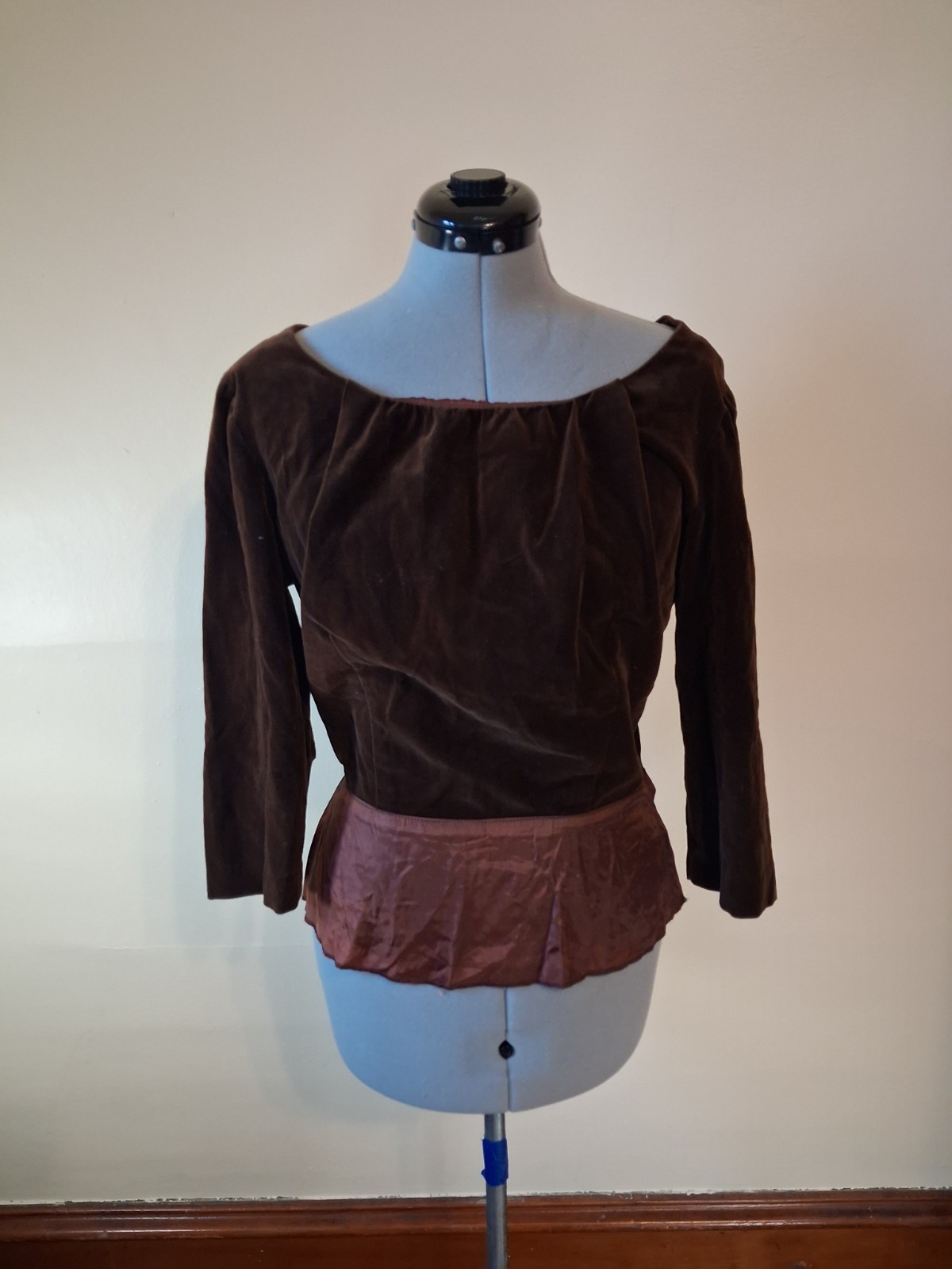 1940s 1950s Vintage Blouse, Brown Velvet Side Zipper Sz M Rosecrest