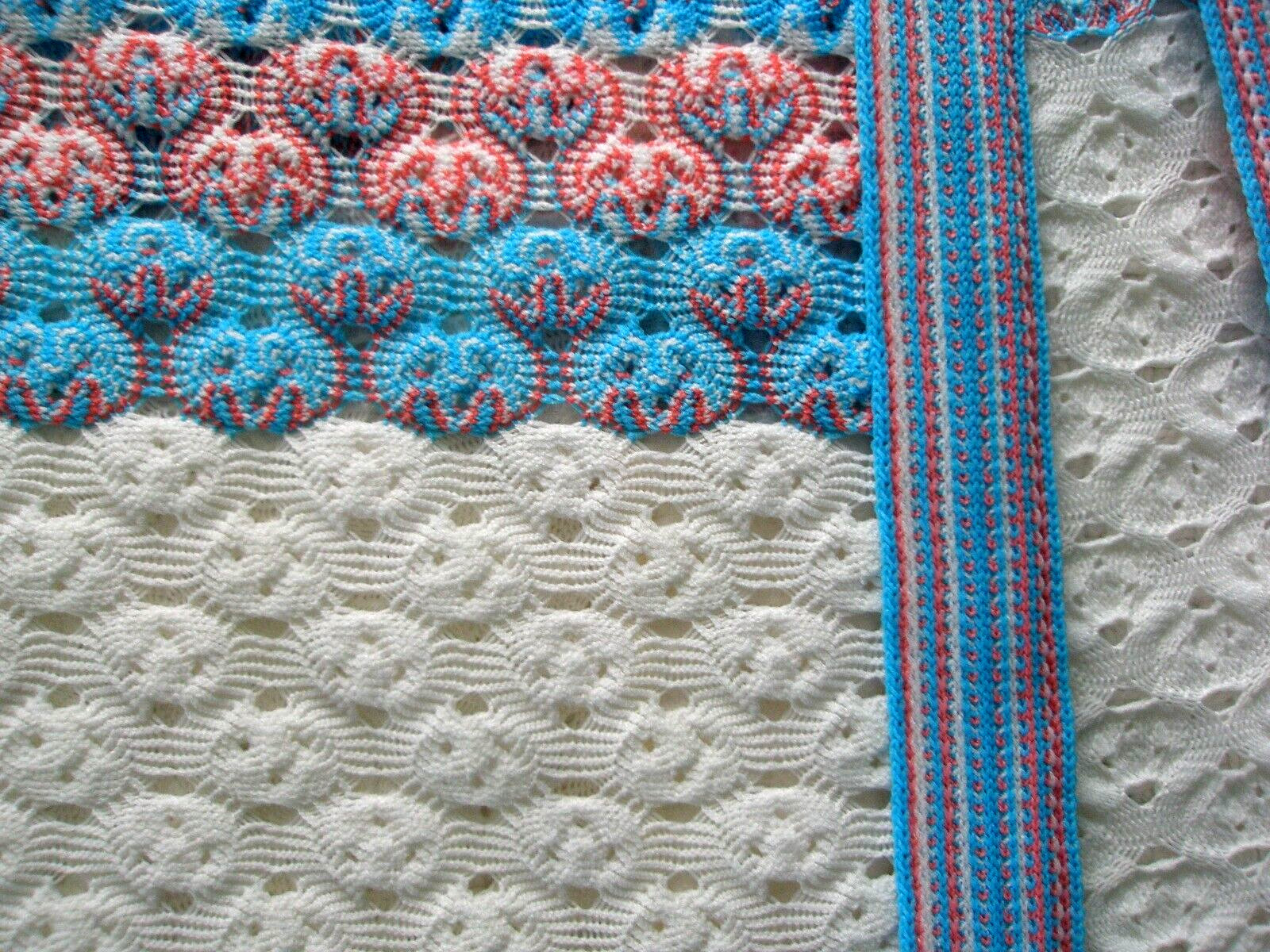 Vtg Cardigan & Vest Crochet Lace White Pink Blue Grannycore Mid Century