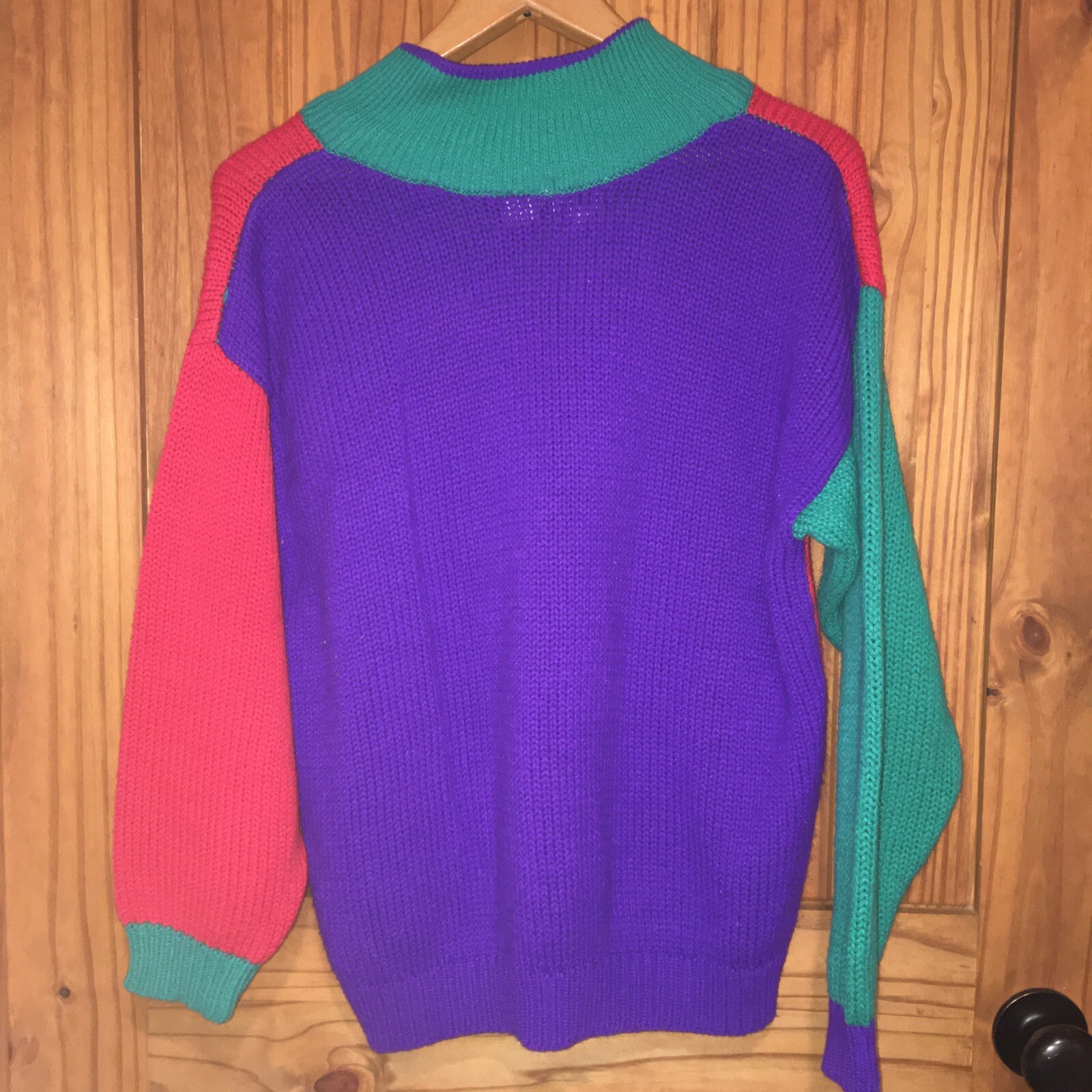 1980,s Empire womens sweater red, green and purple Vintage Large