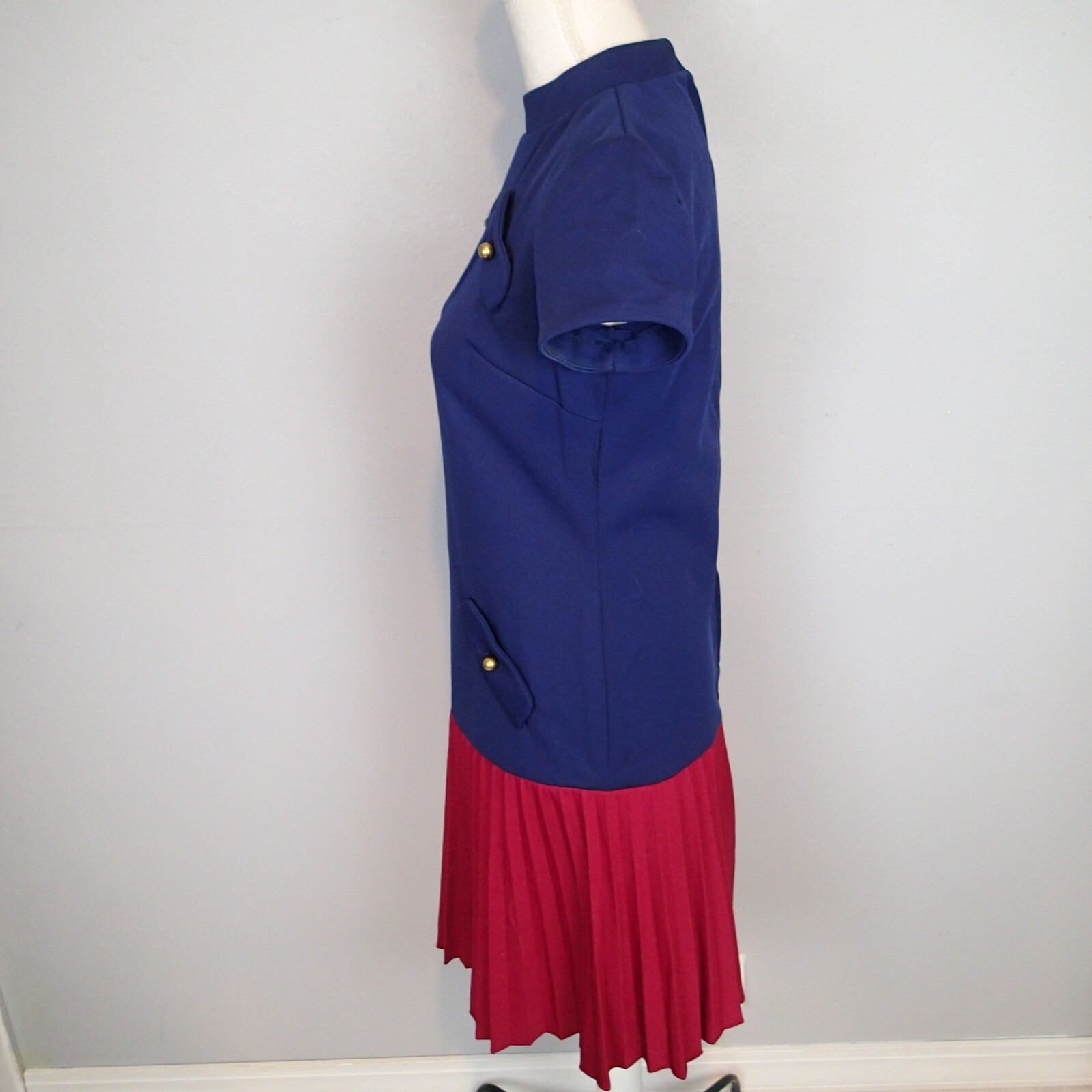 John Norman vtg Blue maroon dark red pleated Pleated Dress 1950s sz 8 S/m ?
