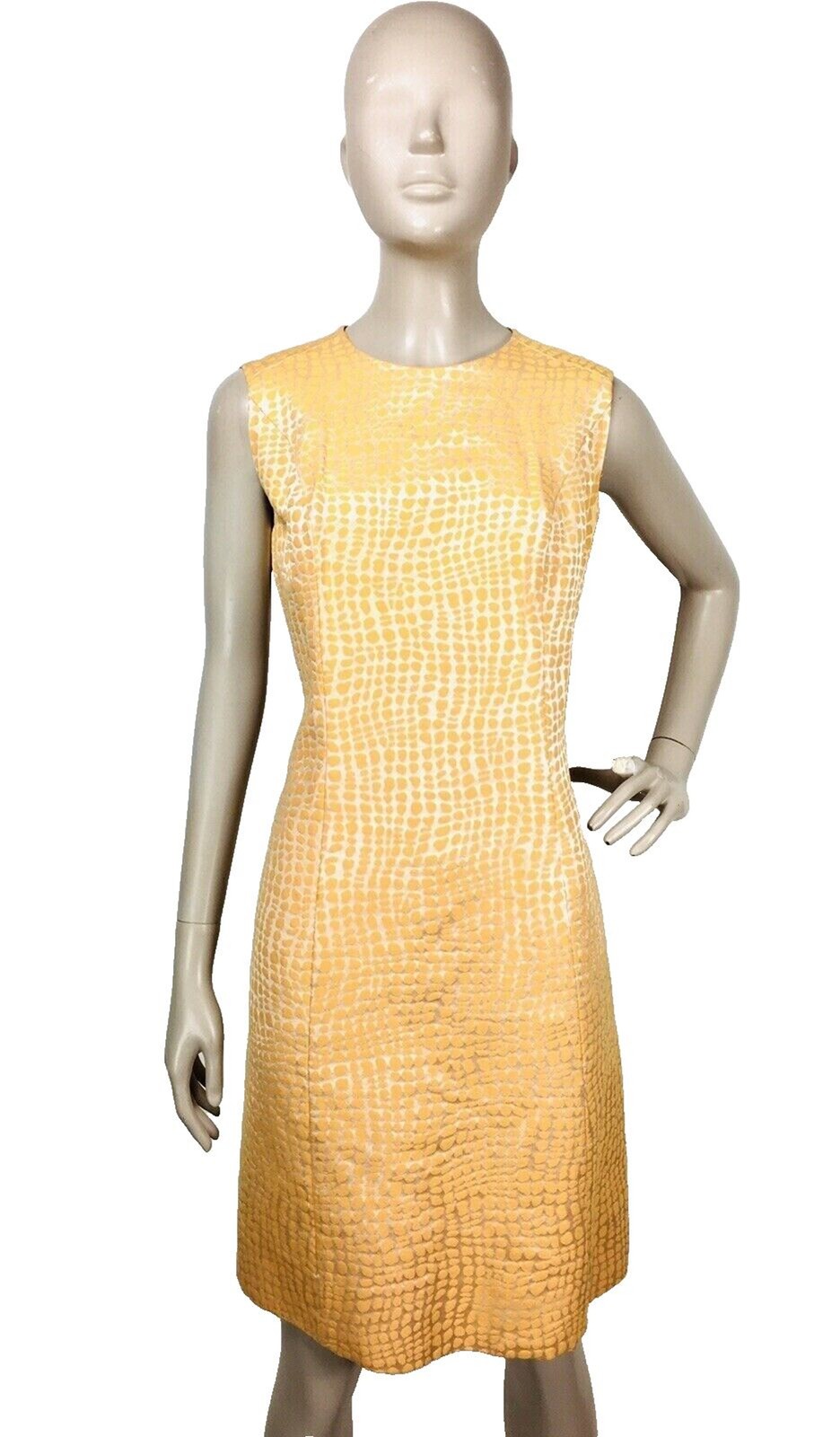 Vintage 50s Elinor Gay Original Gold Brocade Sleeveless Shift Dress Size S/M