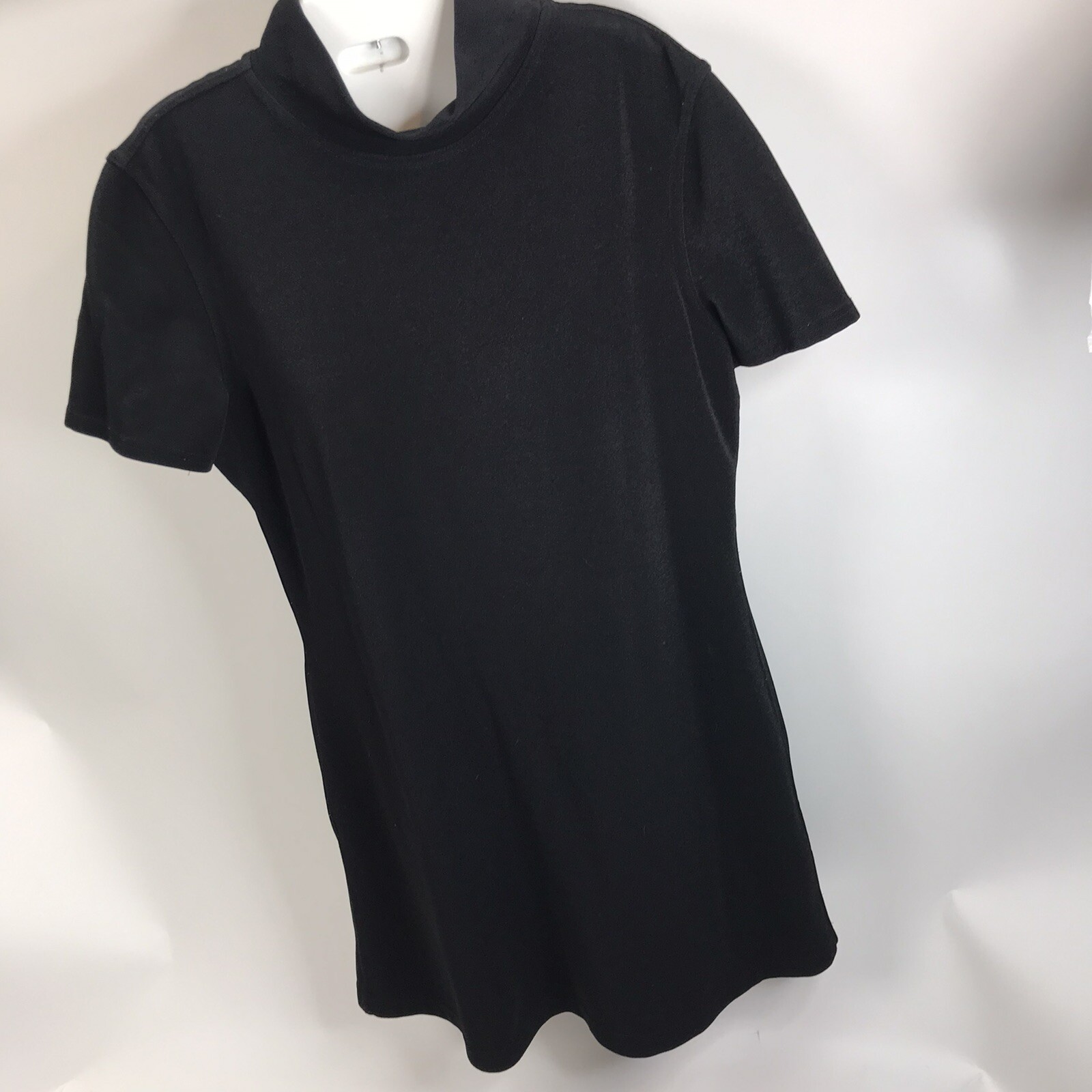 Vtg Limited London Paris New York black Ribbed popover dress Size L USA Made LBD
