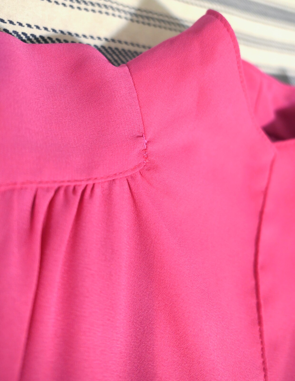Vtg 70s 80s Willi Calif Vivid Pink Sheer A Line Dolman Bishop Shirt Dress M
