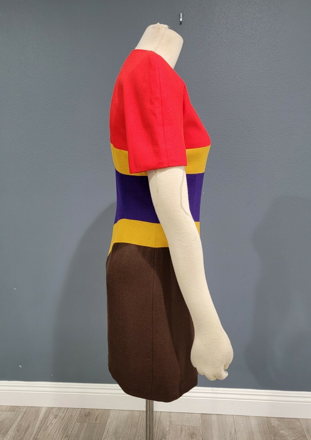Vintage CONSTANCE SAUNDERS color block mini dress 2
