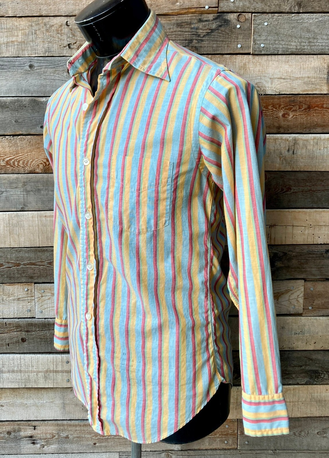 Vintage 1970’s Mod Dress Shirt with Striped Pattern and Dagger Collar by Gant