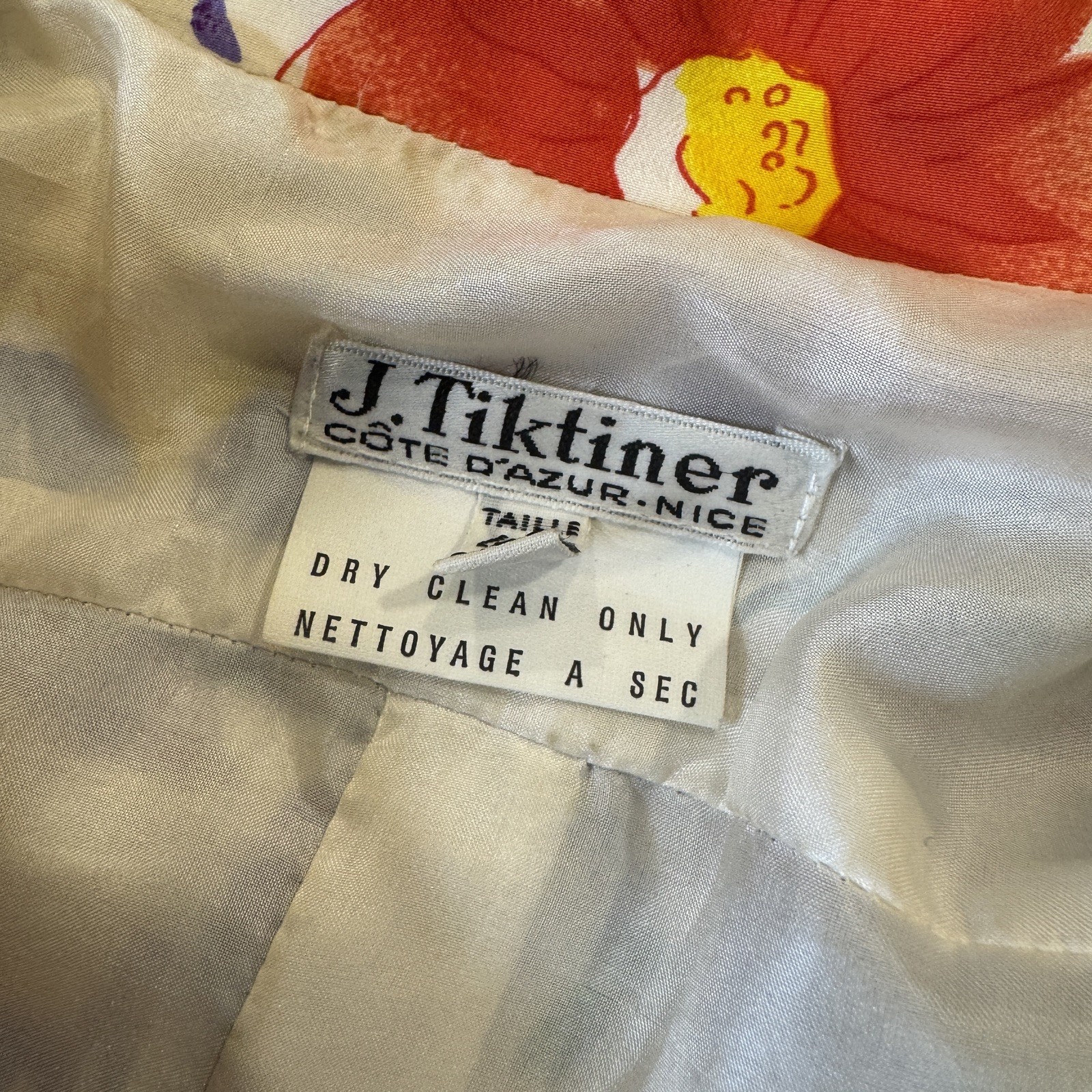 Vtg J. Tiktiner French Silk Floral Shirt Dress Sz 14 80s Cottagecore Designer