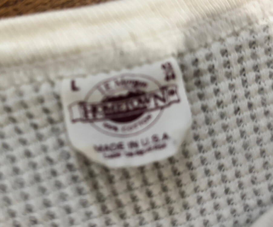 90s Unisex Waffle -knit Thermal Top.made USA.womens Med/form Fit