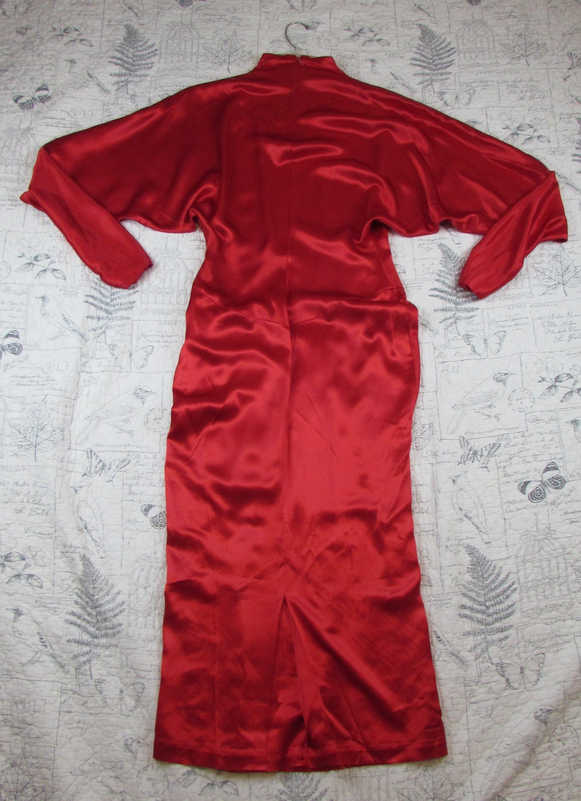VNTG Norma Kamali 80s RED Satin Long Sleeve Midi Dress I womens made usa 10