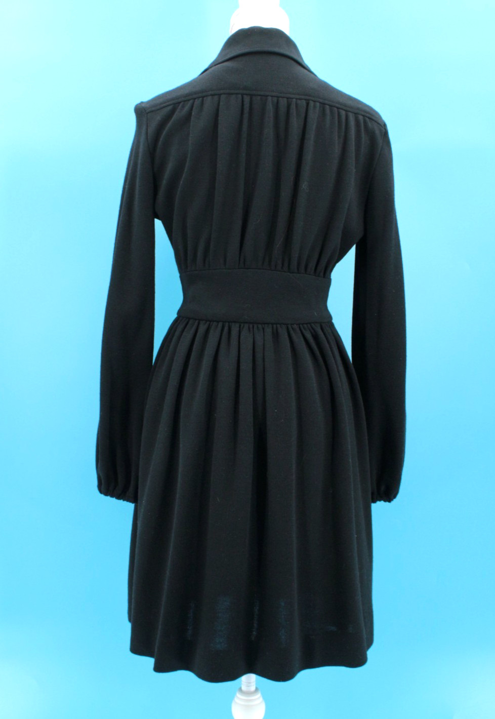 Vtg Women’s 70s Black Jonathan Logan Shirtwaist Midi Dress Sz XS/S 1970s