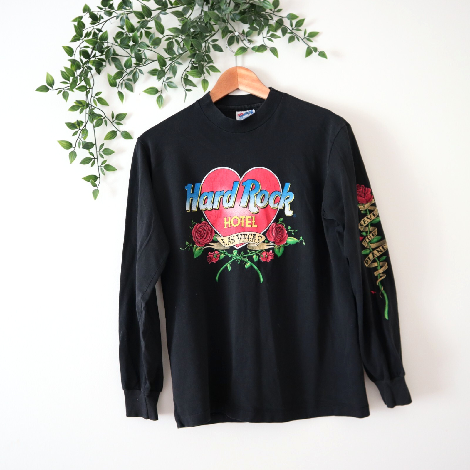 Vintage Hard Rock Hotel Las Vegas Long Sleeve Crewneck Shirt Size S Made In USA