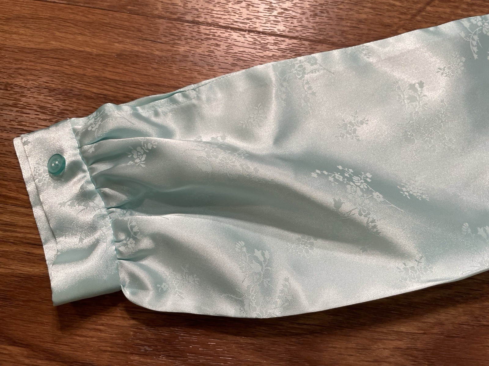 Vintage 60s Blue Satin Prom Maxi Dress Small Floral Modest Cottagecore Coquette