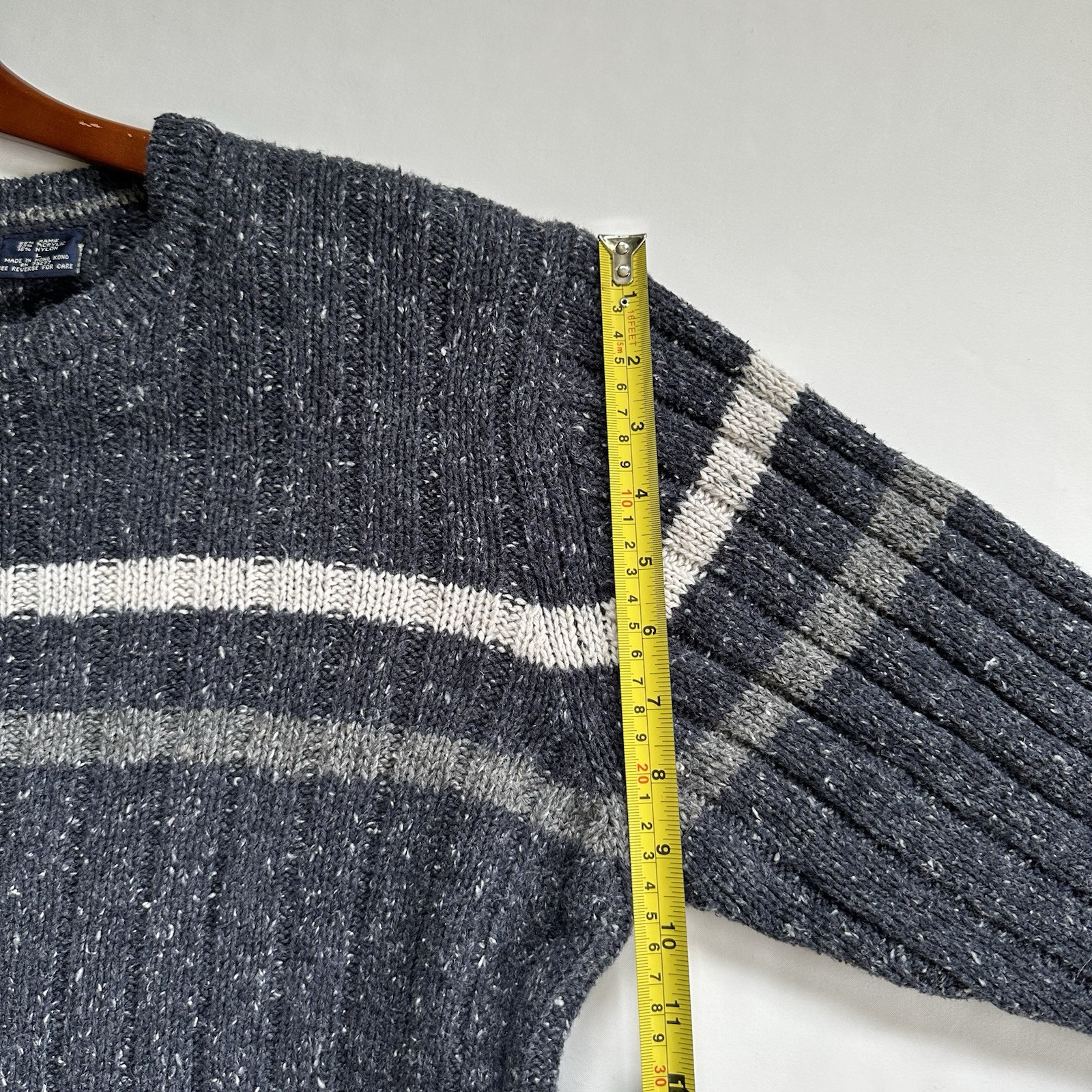 VTG 90s Striped Blue White Gray Ribbed Sweater Genuine Sonoma Jean Company Large