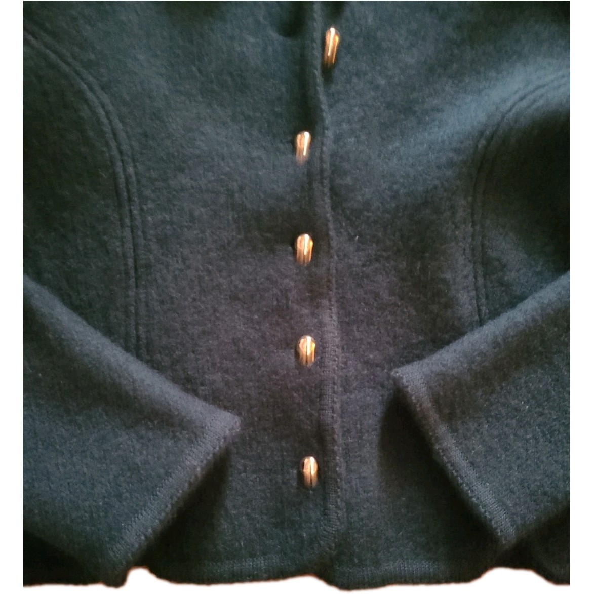 Vintage 40s 50s Boiled Wool Green Womens Jacket Blazer Gold Buttons Size L