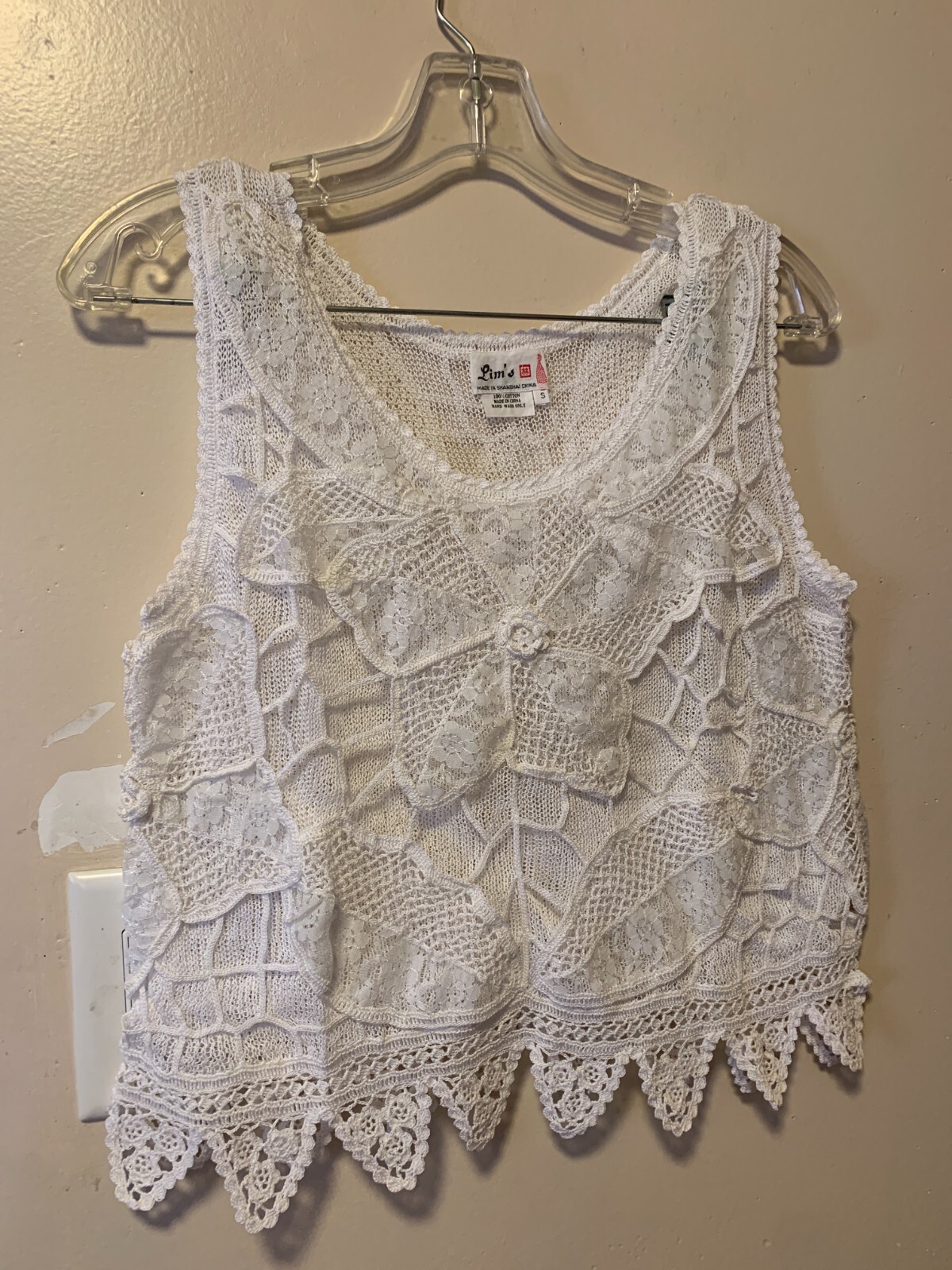 Lim’s 3 Piece Set White Jacket Top & Skirt Crochet Size S NWT