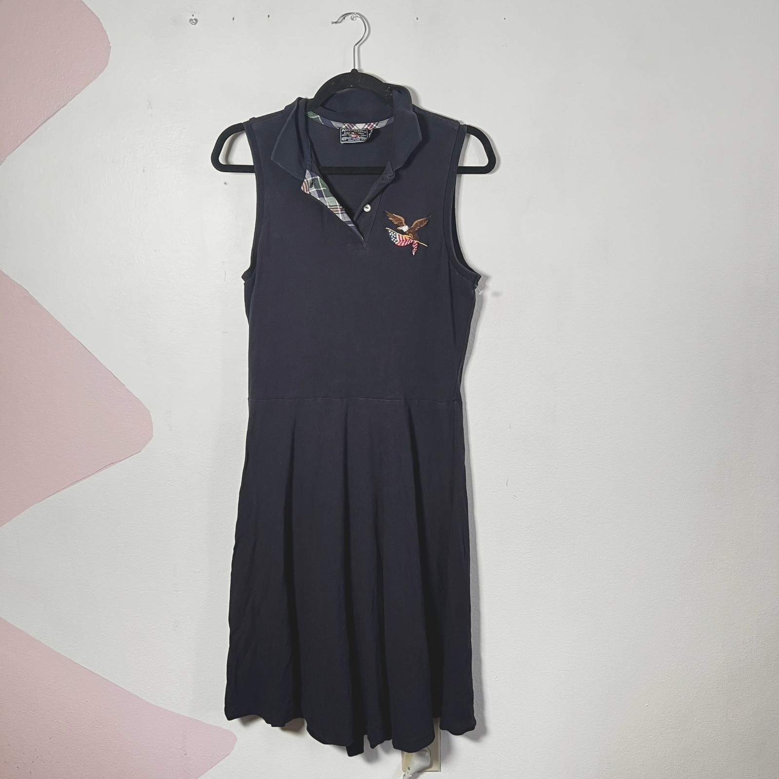 Vintage Tennis Golf Athletic Casual Dress Sz Medium American Flag Patriotic